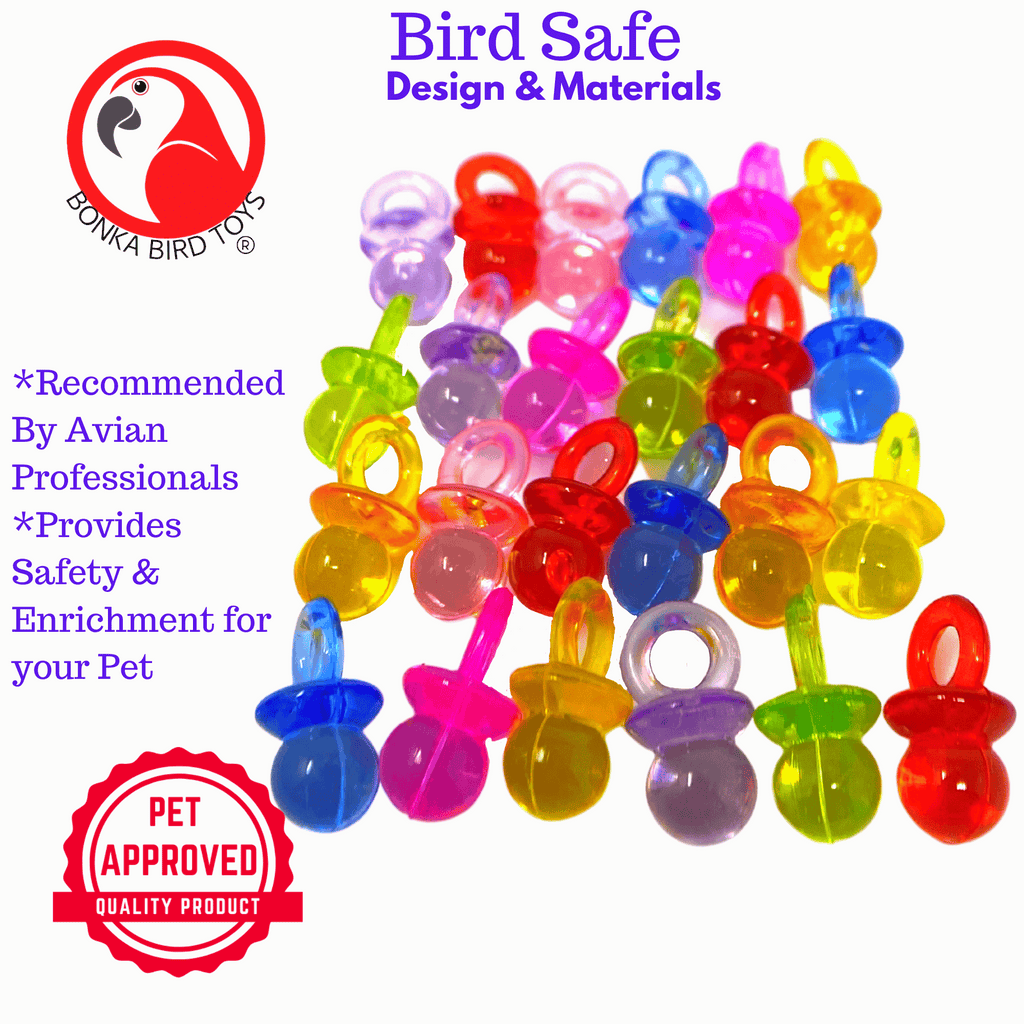 2949 Pk24 Tiny Colorful Plastic Pacifiers - Bonka Bird Toys
