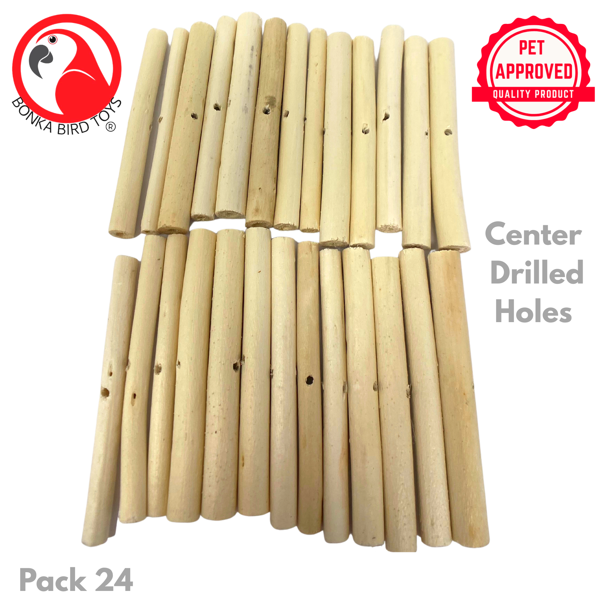 2945 Pk24 3.5" Natural Drilled Jute Sticks - Bonka Bird Toys