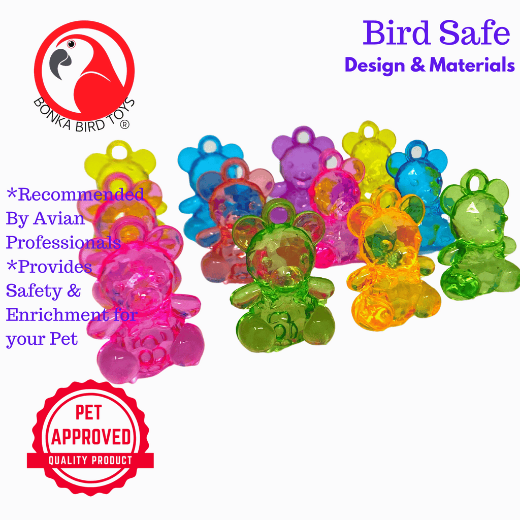 2523 Pk12 Semi-Transparent Colored Acrylic Teddy Bears - Bonka Bird Toys