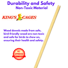 Pine Dowel Perch 18"Long 1/2" Diameter fits Kings Cages ES 1814 - Bonka Bird Toys