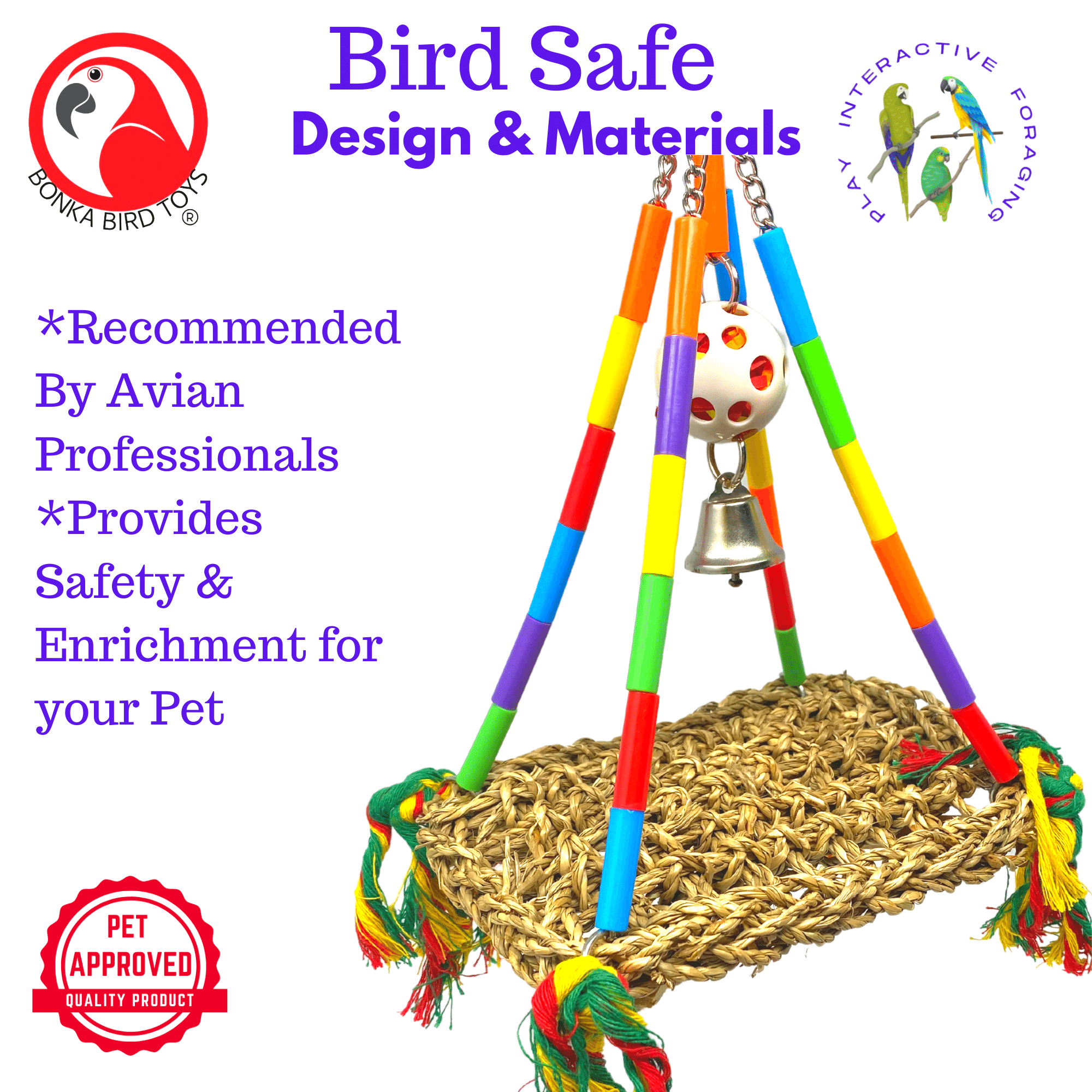 2165 Small Rainbow Mat Swing - Bonka Bird Toys