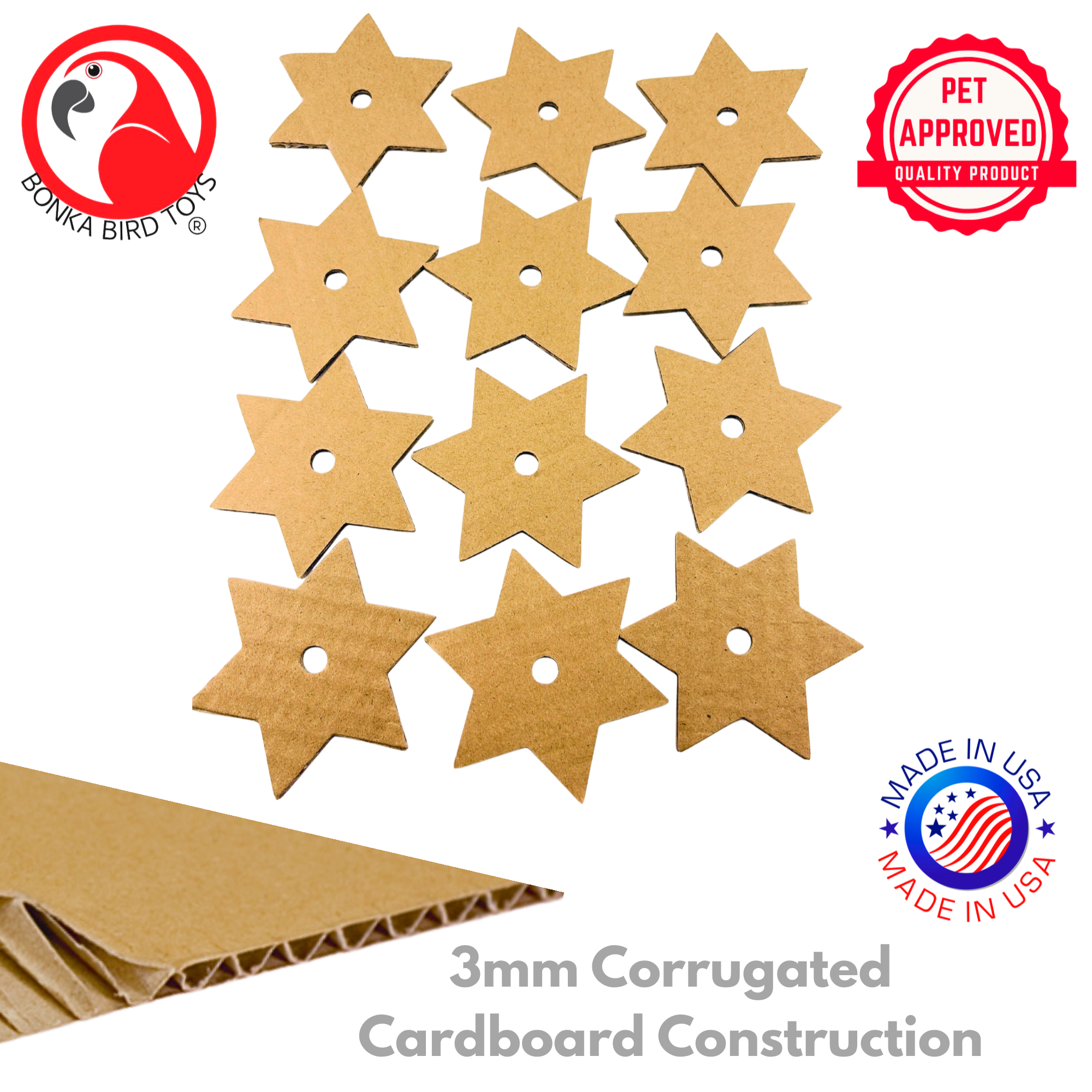 2776 Pk12 Large Cardboard Stars - Bonka Bird Toys