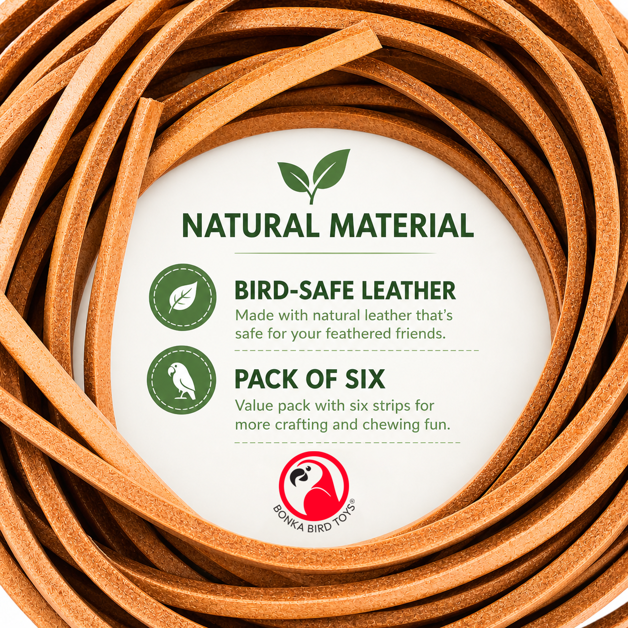 WEEKEND BONUS SALE! 2002 Pk6 Thick Leather 48" x 1/4" - Bonka Bird Toys
