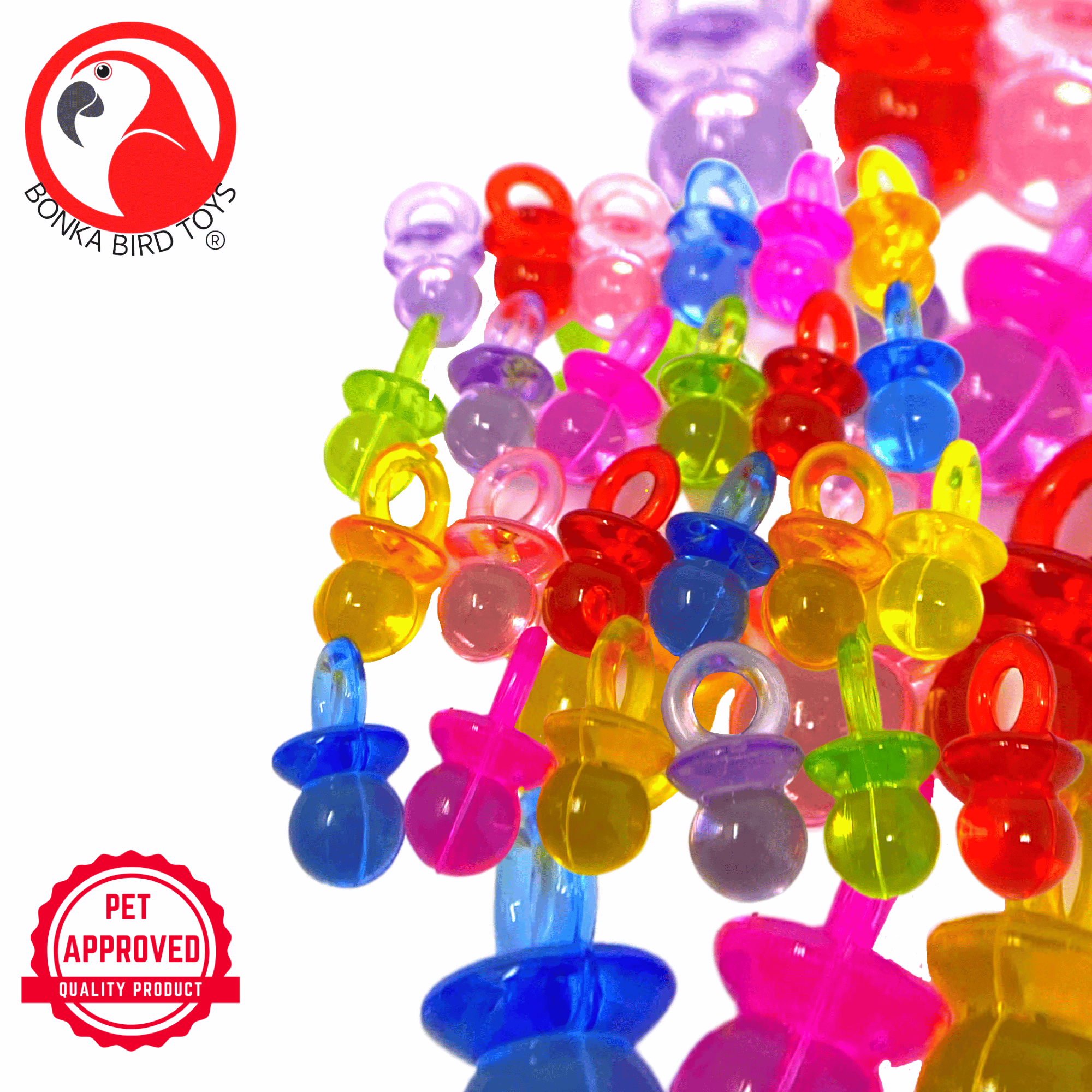 2949 Pk24 Tiny Colorful Plastic Pacifiers - Bonka Bird Toys