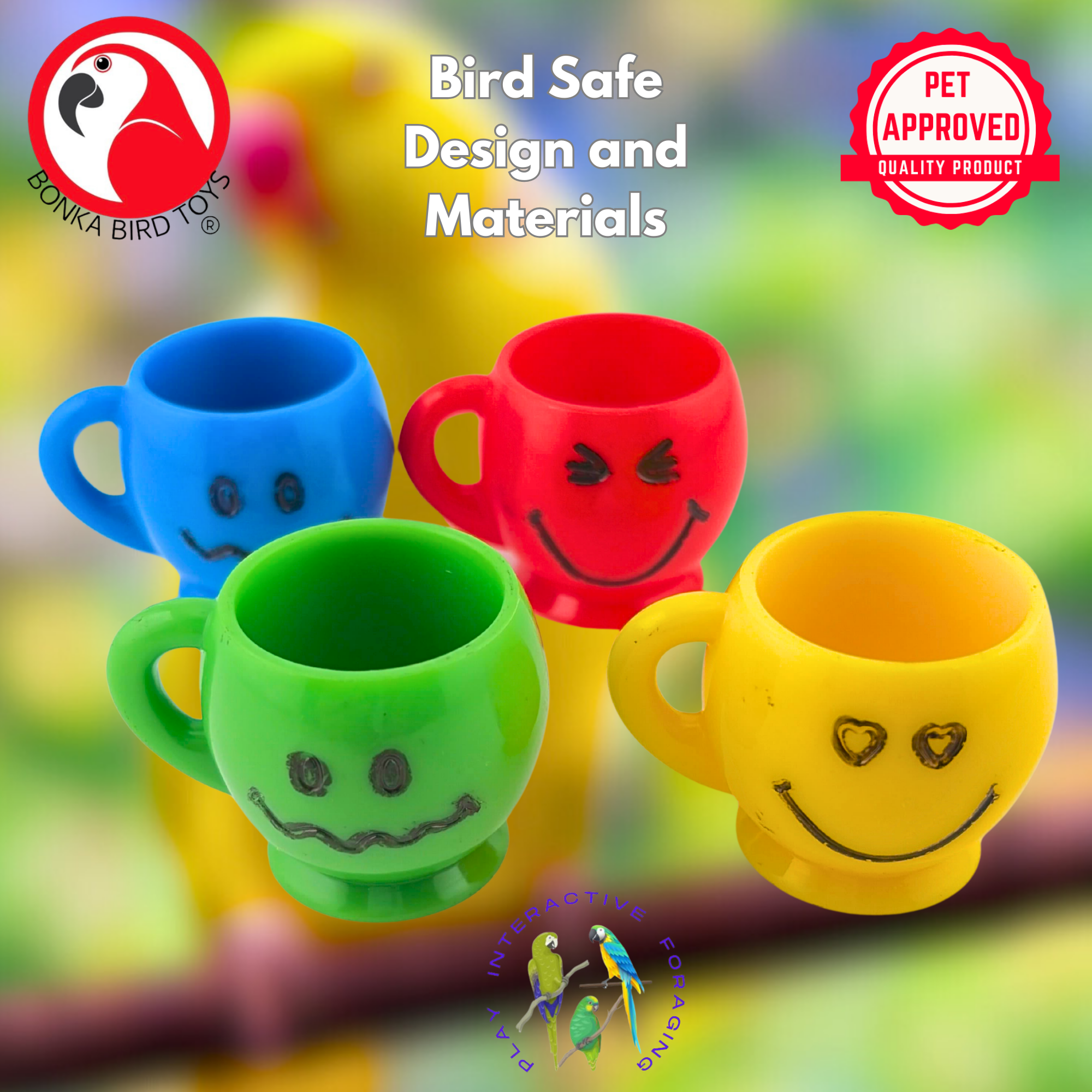 2779 Pk4 Mini Smile Mugs - Bonka Bird Toys