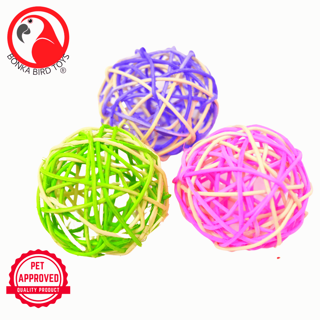 PK3 Colored and Crazy Vine 2-Inch Balls - Bonka Bird Toys