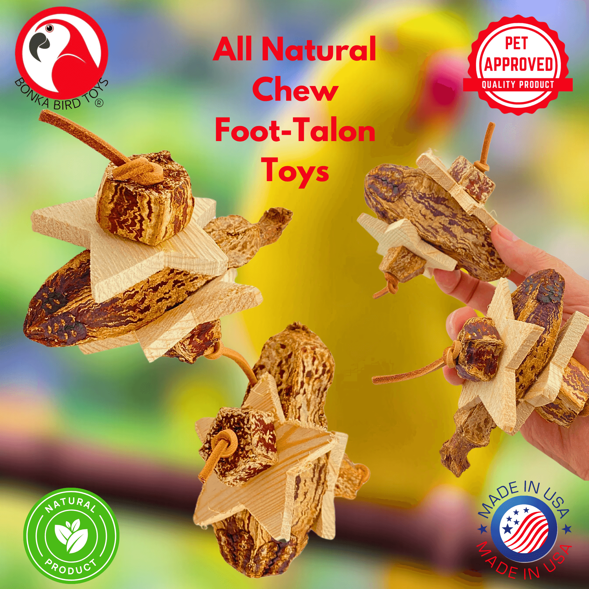 1126 Pk2 Mahogany Chew Stars - Bonka Bird Toys