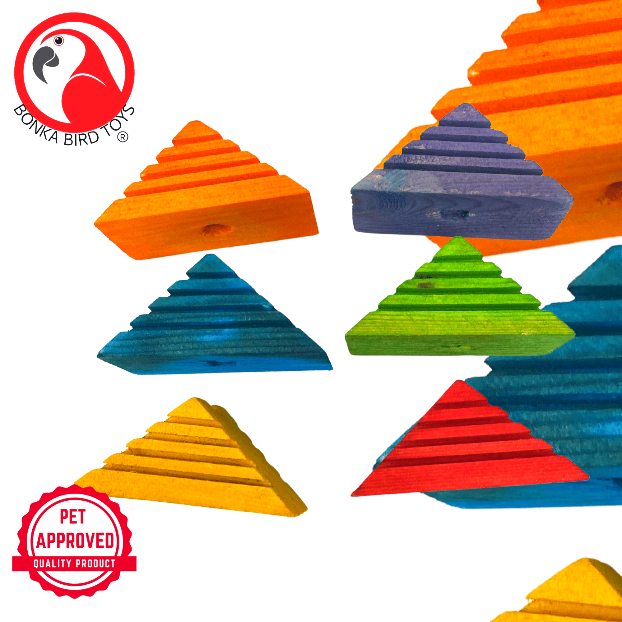 Pack 6 Wooden Triangle Blocks - Bonka Bird Toys