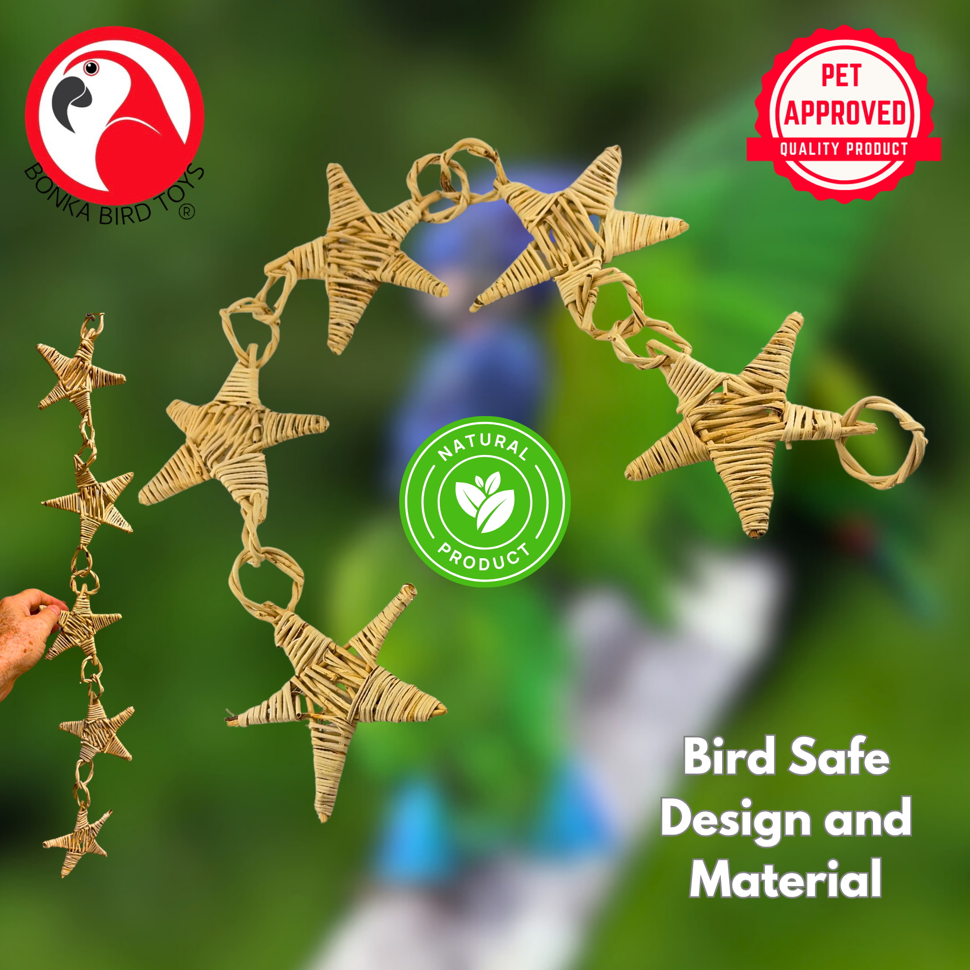 3374 Natural Vine Star Chain - Bonka Bird Toys