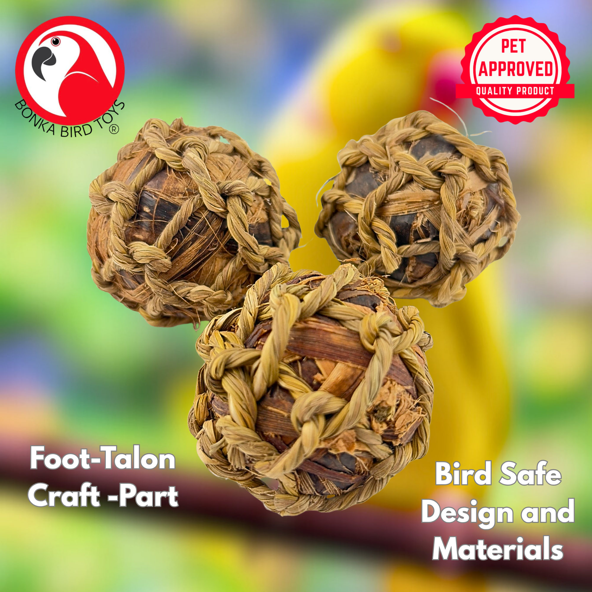 1277 PK3 Natural Banana Leaf Balls: Perfect for Birds and Rabbits - Bonka Bird Toys