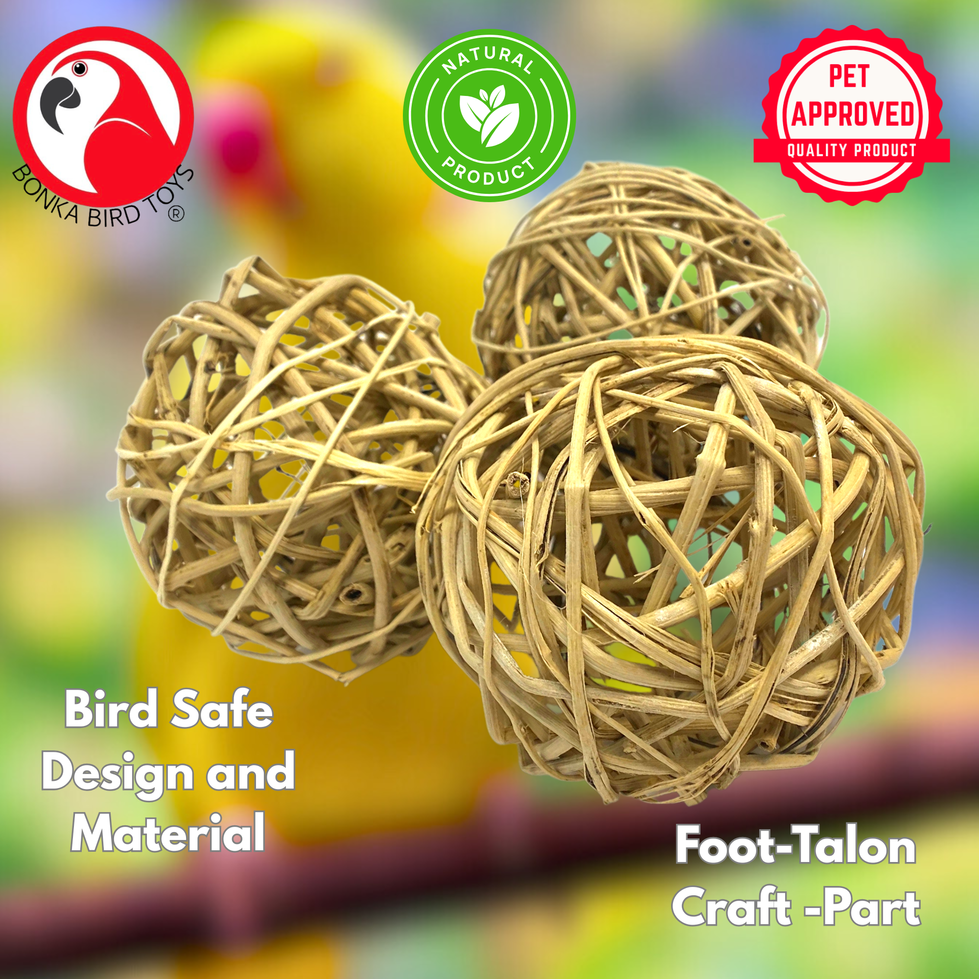 3353 Pk3 Huge Natural Vine Balls - Bonka Bird Toys