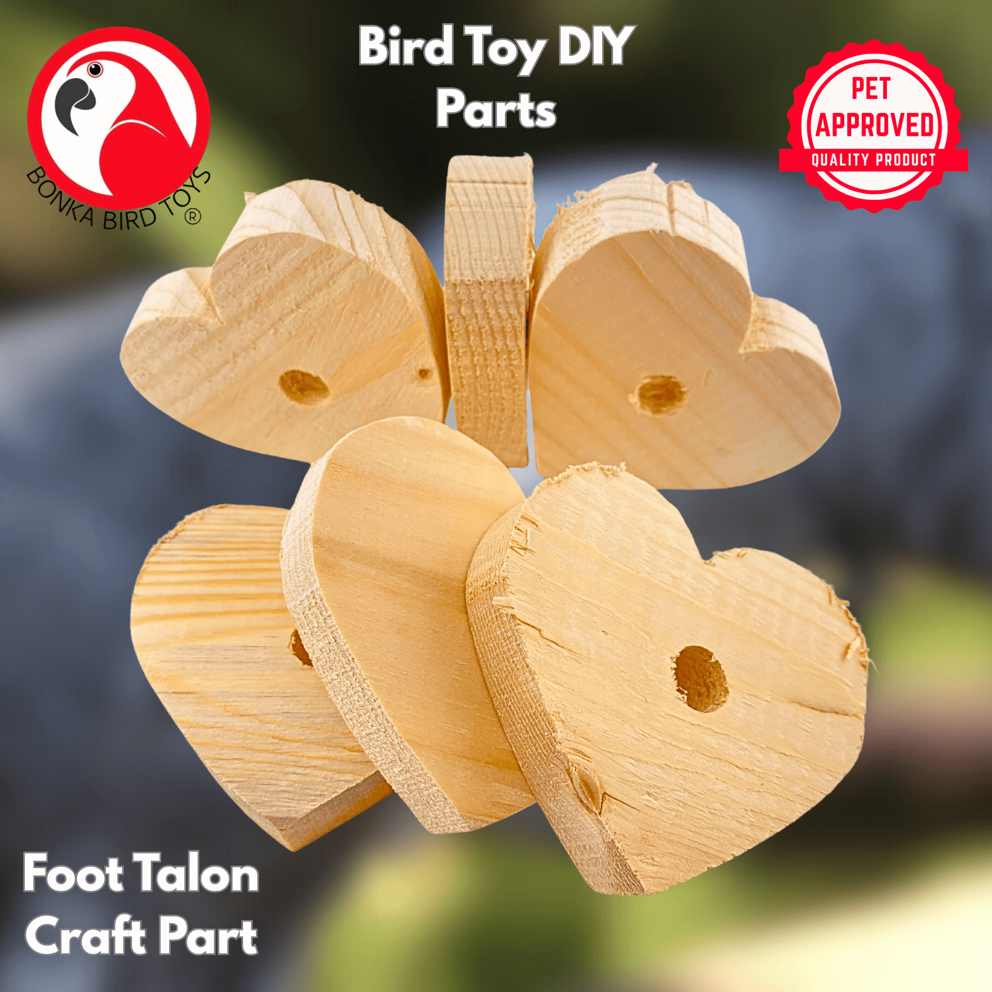 979 Pk6 Natural Huge Wood Heart - Bonka Bird Toys