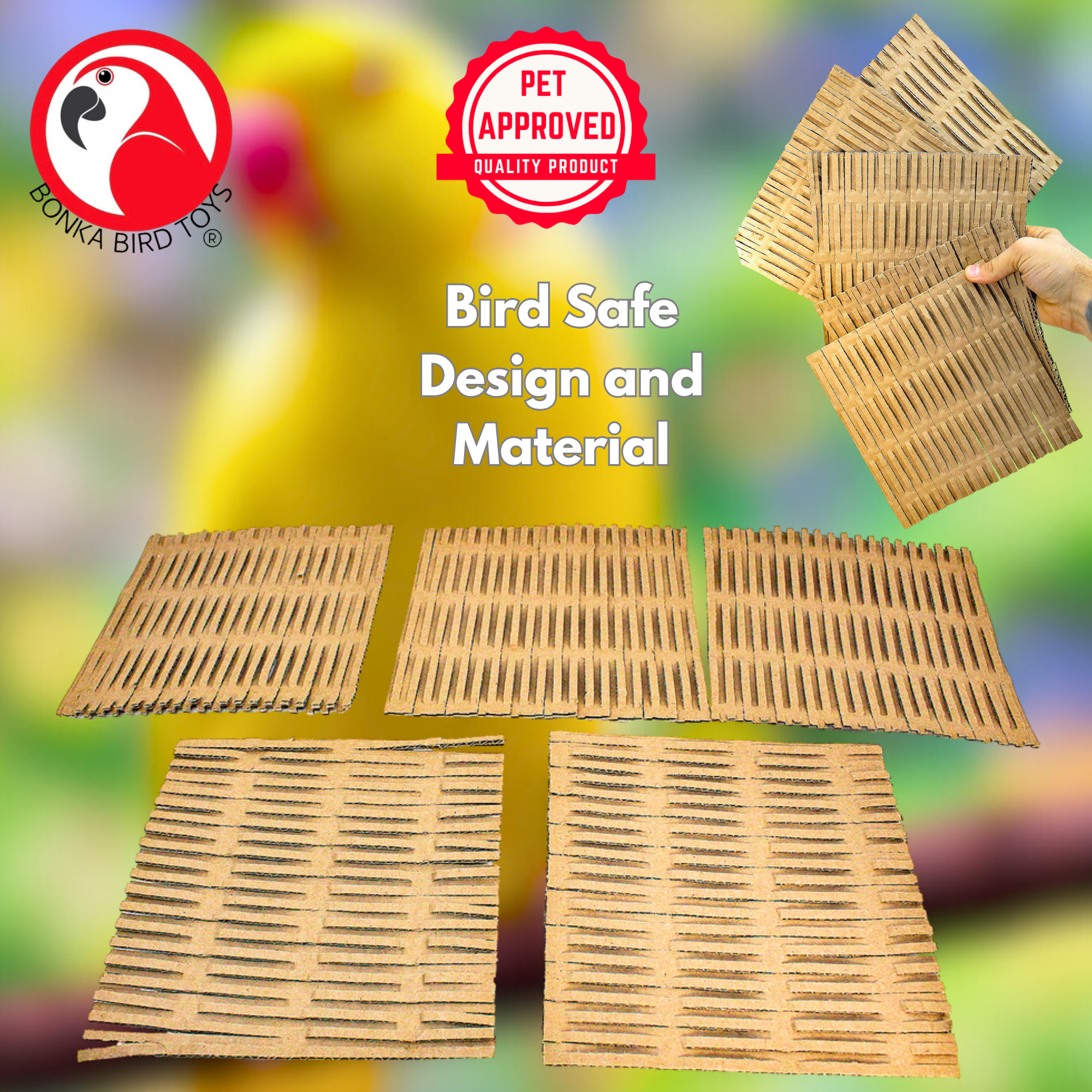 3455 Pk5 8X8 Inch Cardboard Shred Mat - Bonka Bird Toys