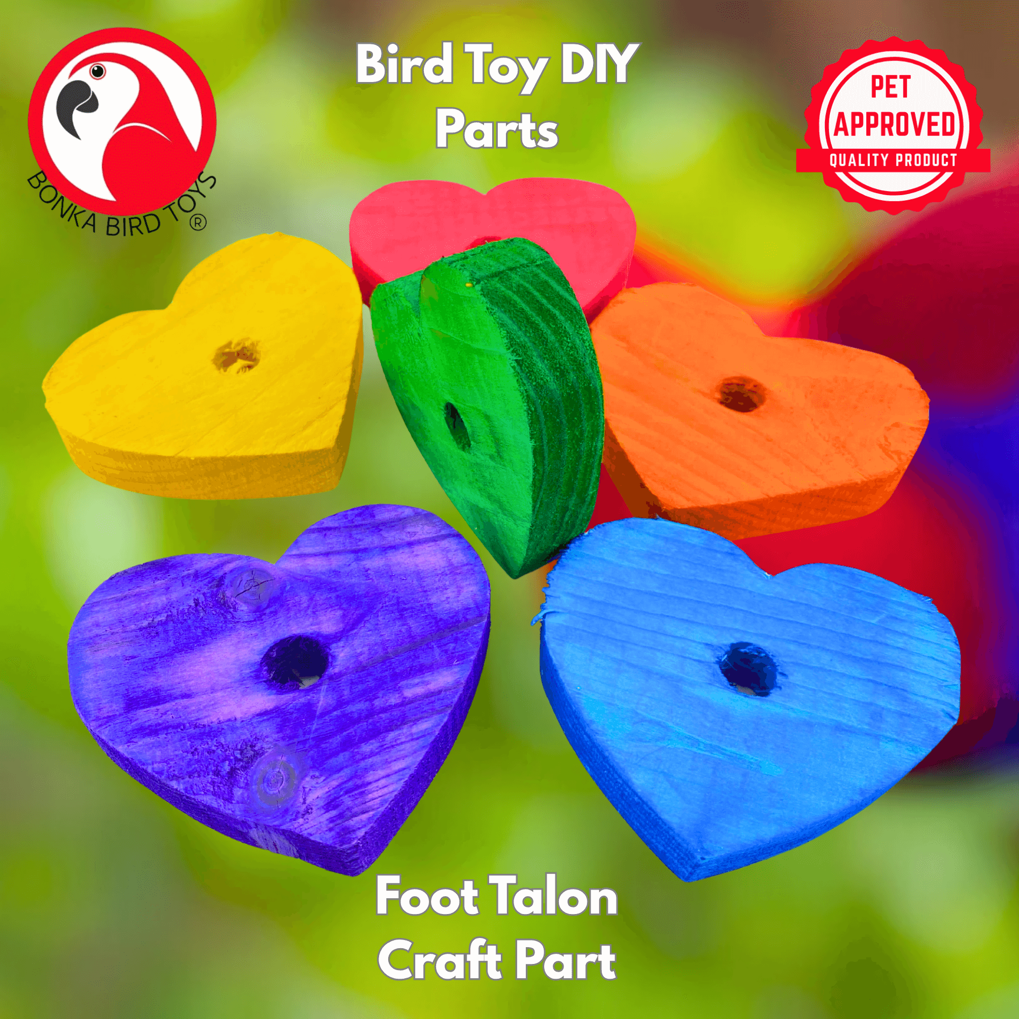 980 Pk6 Colored Huge Wood Hearts - Bonka Bird Toys