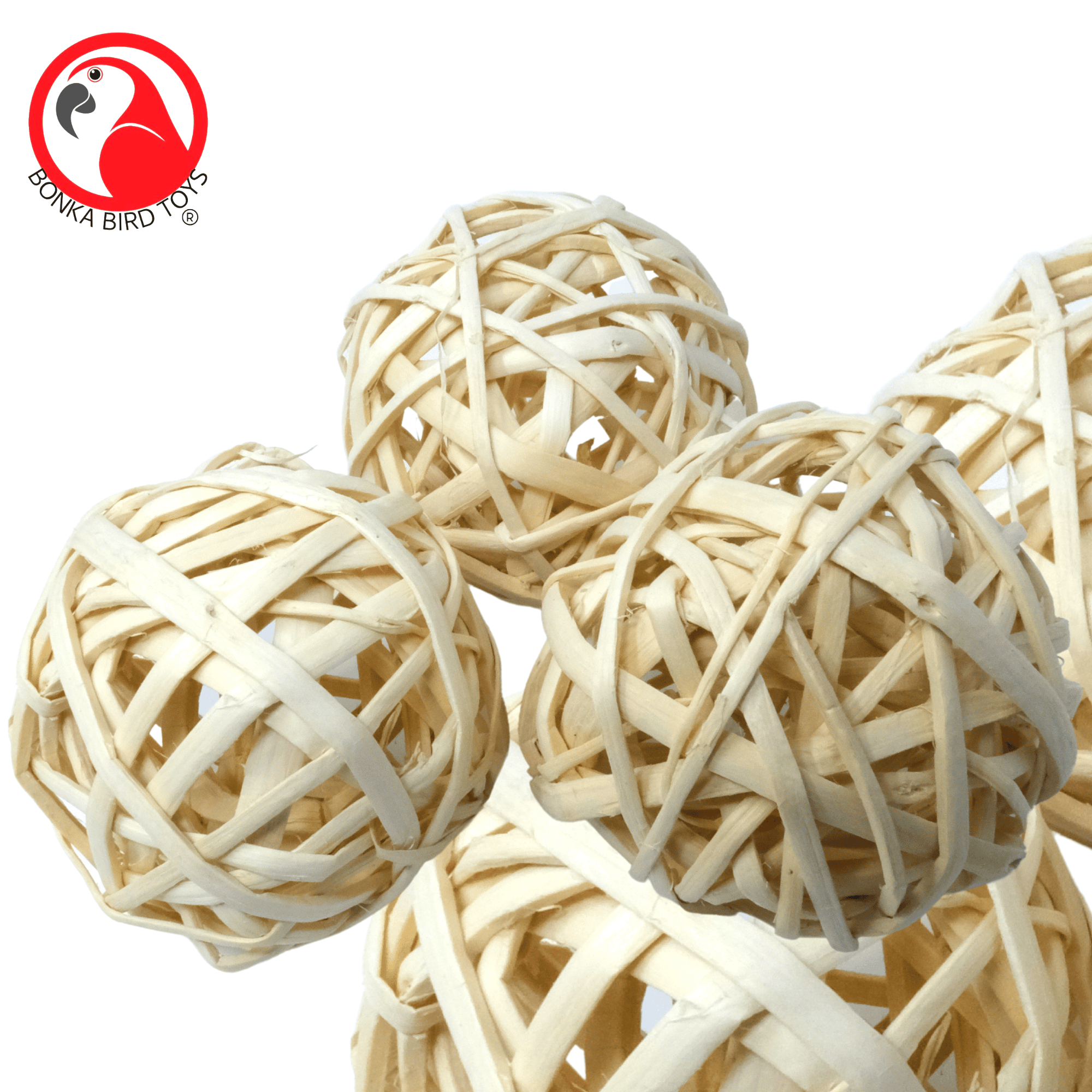 Pack Three Natural Woven Bamboo Balls - Bonka Bird Toys