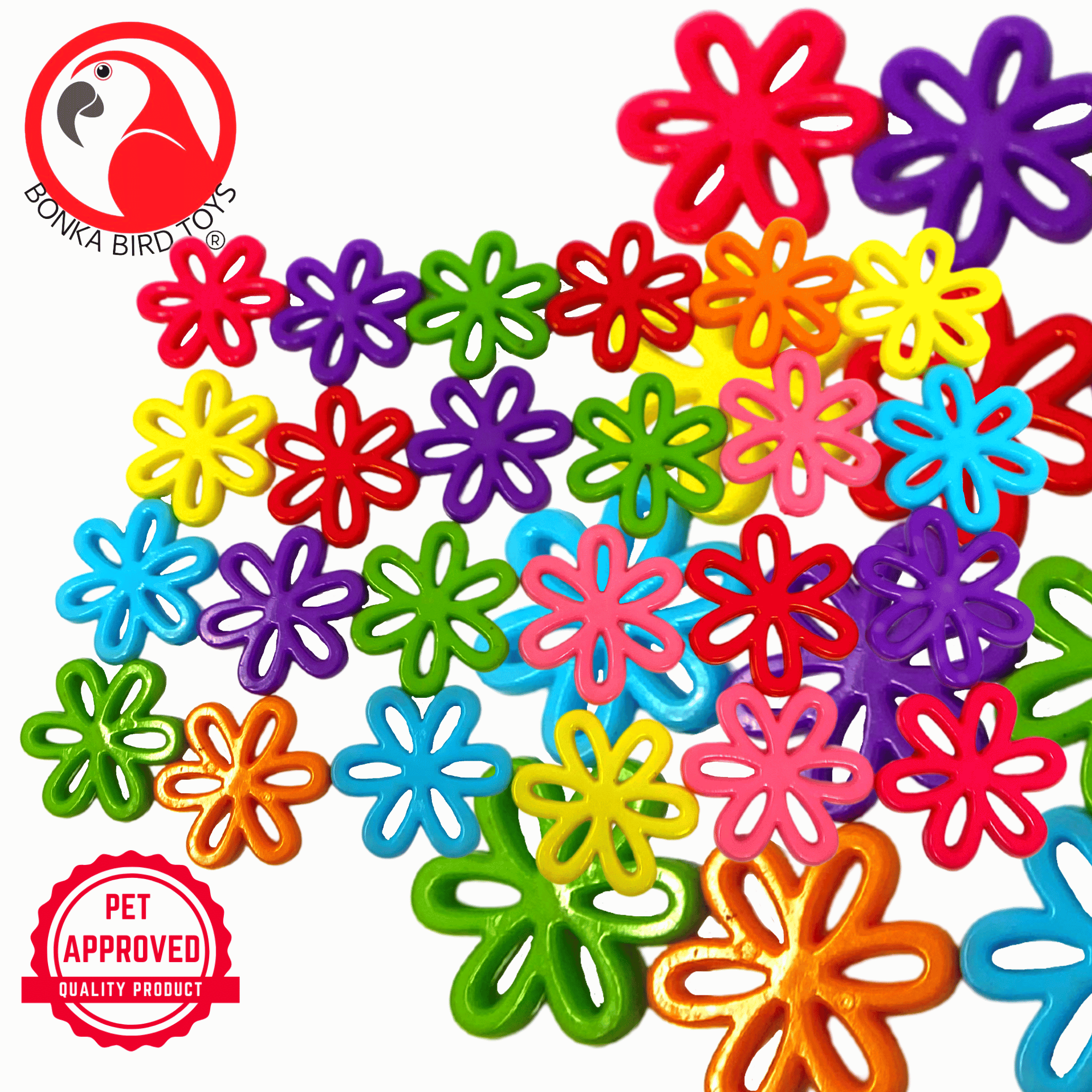 2948 Pk24 Colorful Plastic Flowers - Bonka Bird Toys