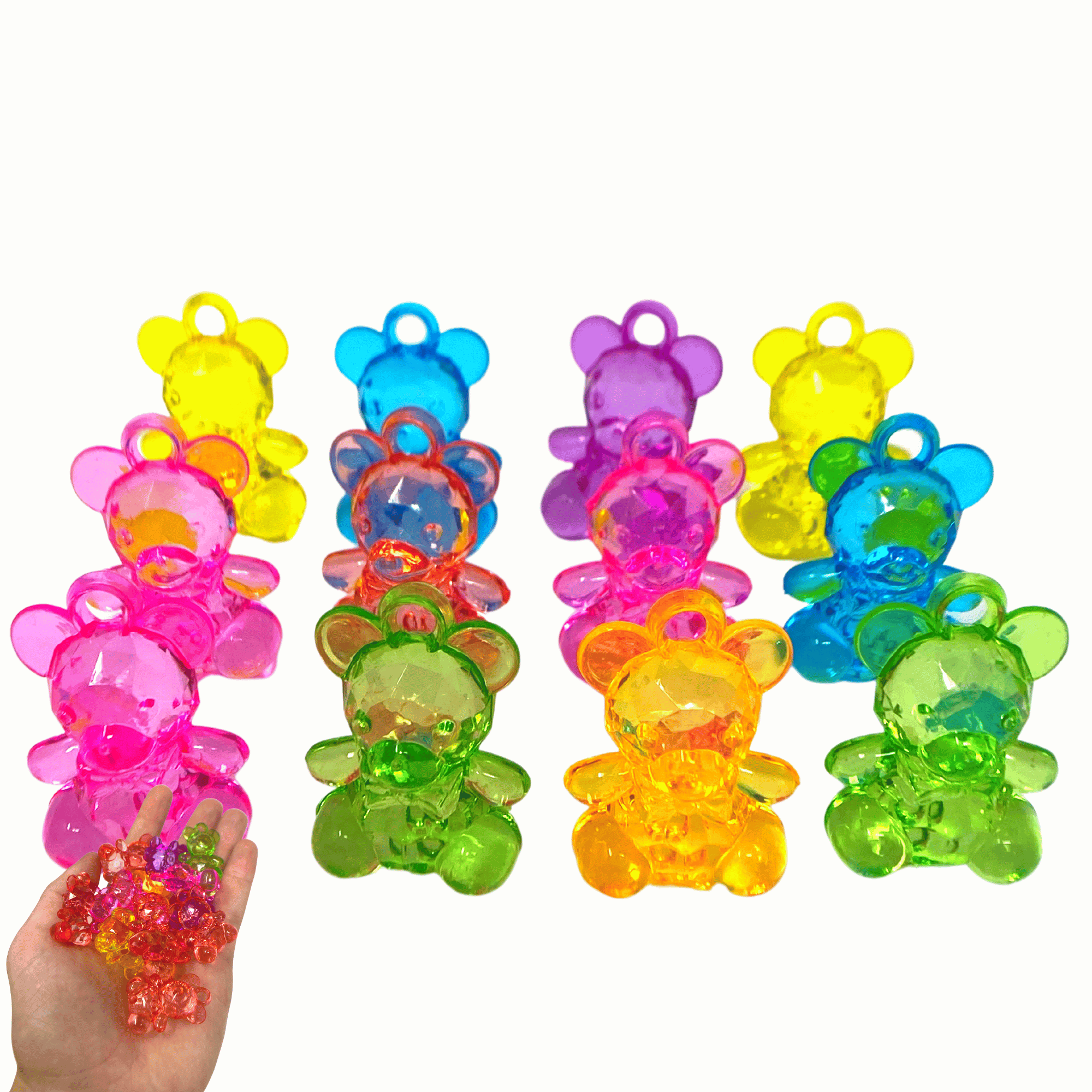 2523 Pk12 Semi-Transparent Colored Acrylic Teddy Bears - Bonka Bird Toys