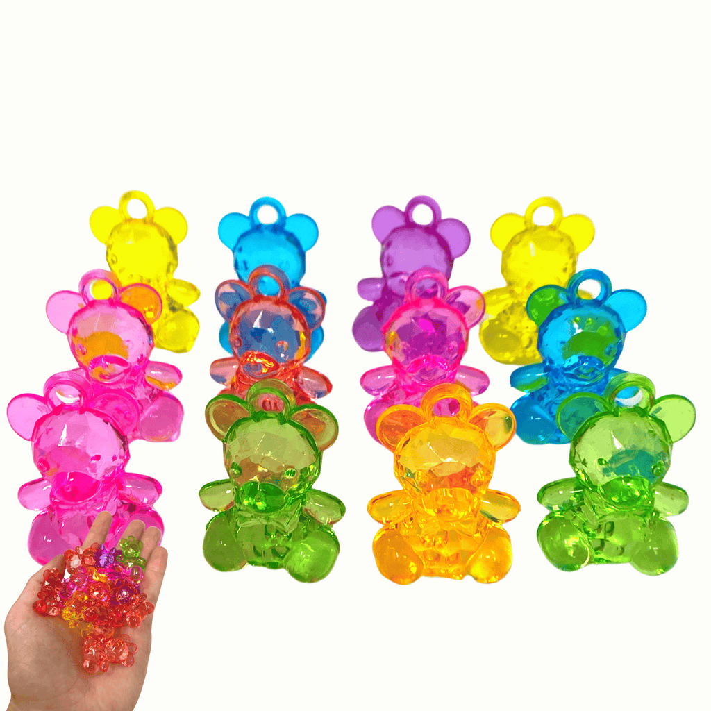 2523 Pk12 Semi-Transparent Colored Acrylic Teddy Bears - Bonka Bird Toys