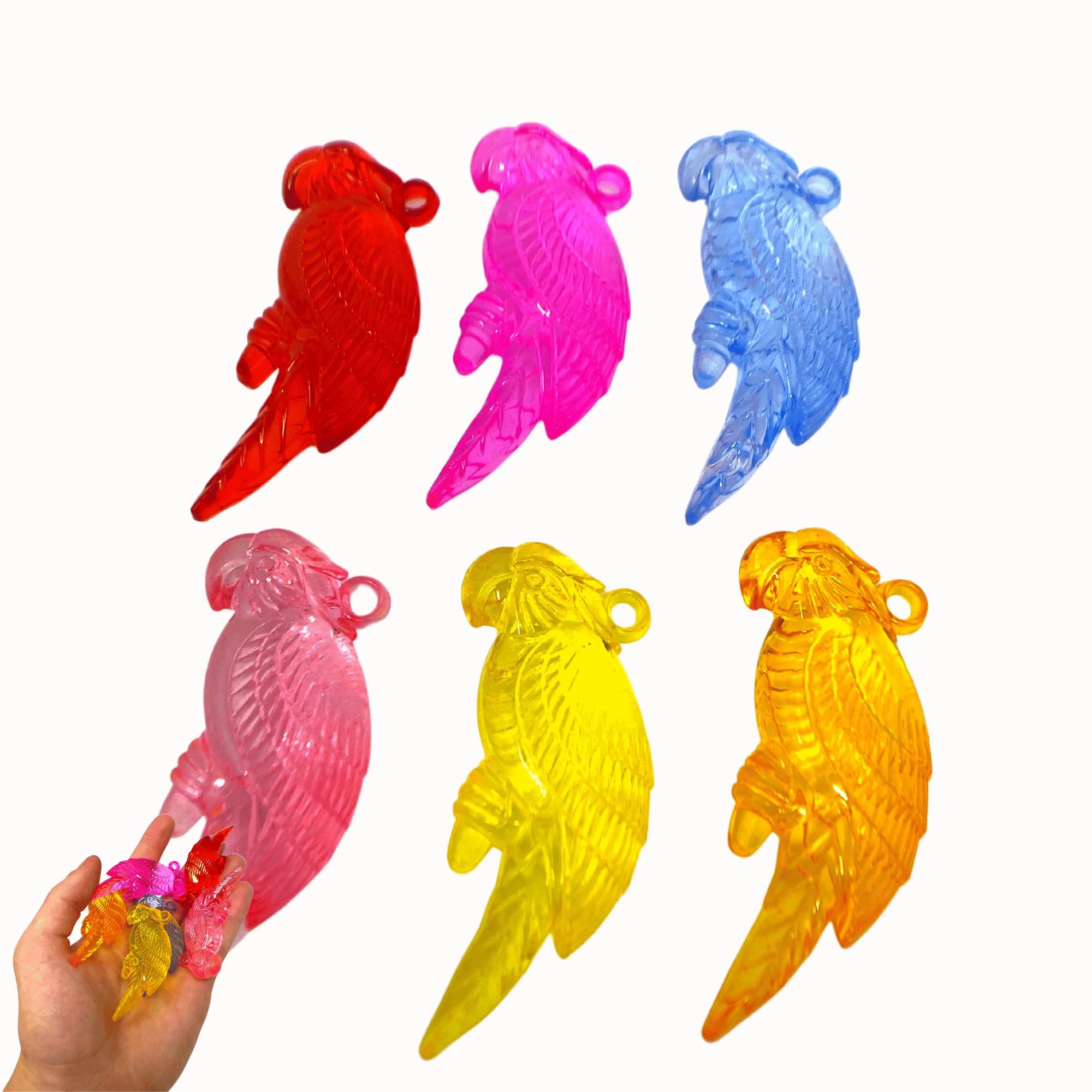 2526 Pk6 Semi-Transparent Colorful Acrylic Parrots - Bonka Bird Toys