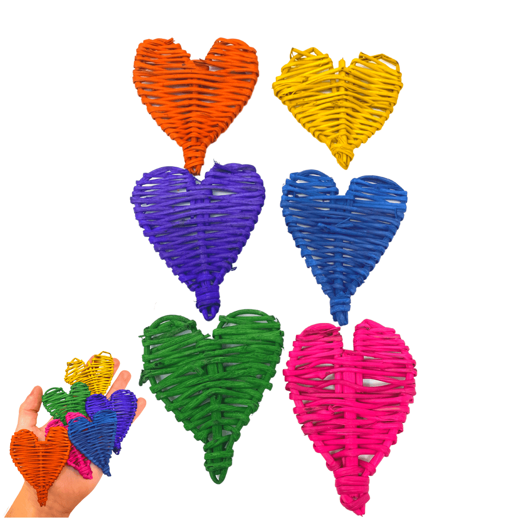 3348 Pk6 Small Colored Vine Hearts - Bonka Bird Toys