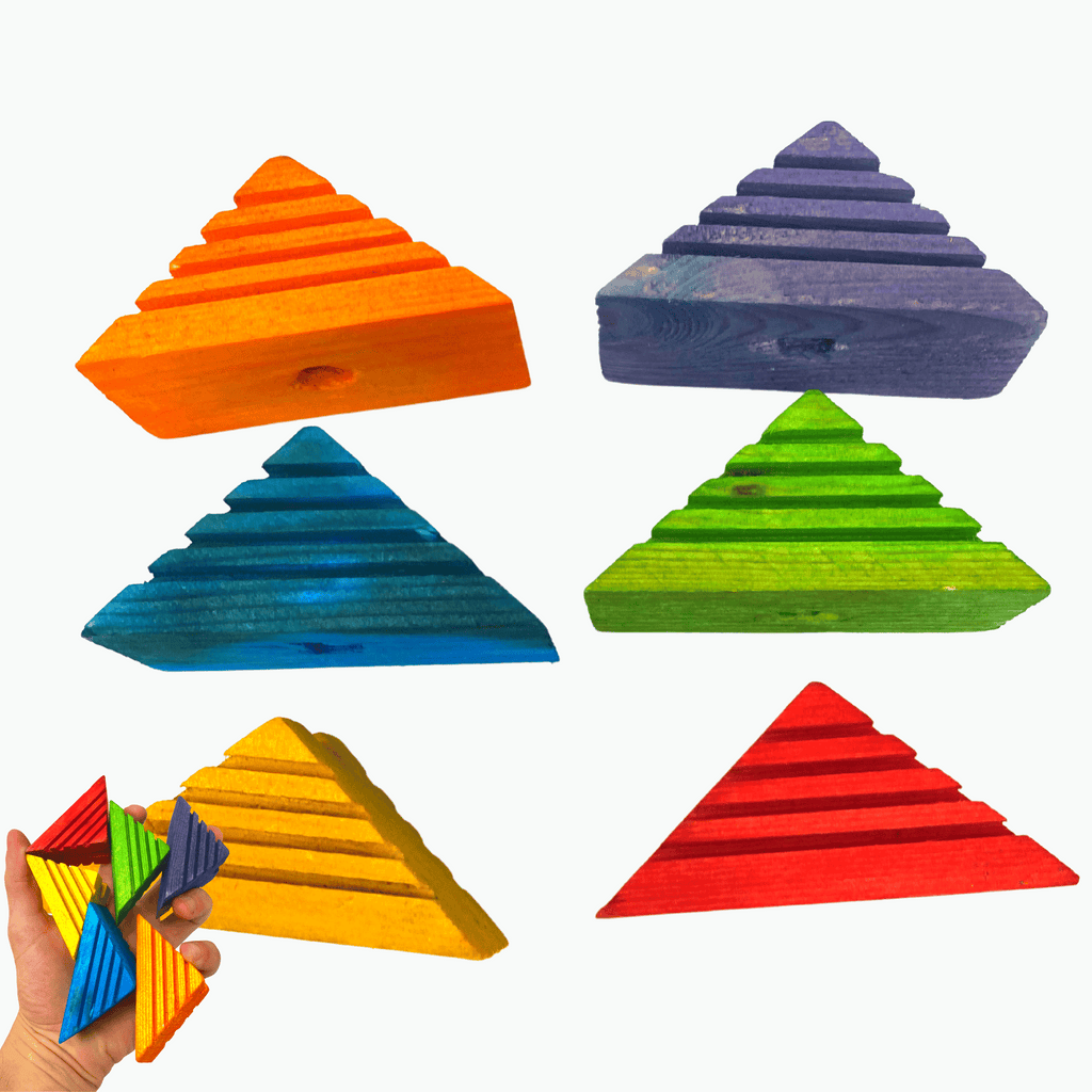 Pack 6 Wooden Triangle Blocks - Bonka Bird Toys