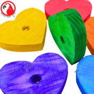 980 Pk6 Colored Huge Wood Hearts - Bonka Bird Toys
