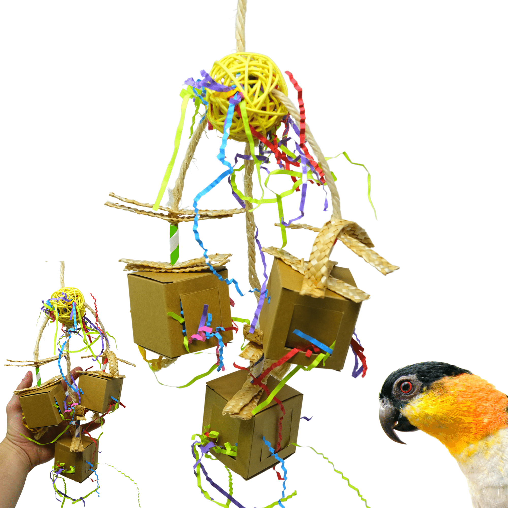 Bonka Bird Toys 1854 Tri Foraging Star - Natural Shred Treat Toy For Parrots (Medium/Large)