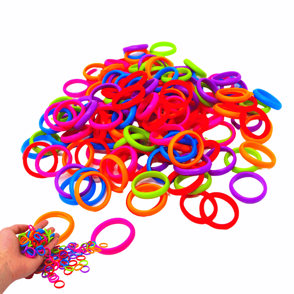 2953 Pk144 0.75" Tiny Rubber Neon Rings - Bonka Bird Toys