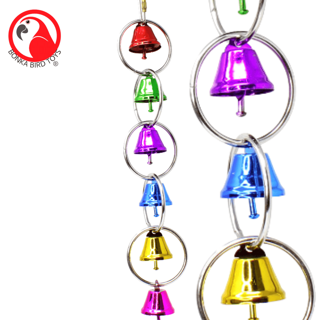 Bonka Bird Toys 1106 Medium Ringer - Durable, Colorful Bird Toy with Metal Rings and Bells for Aviary Enrichment - Bonka Bird Toys