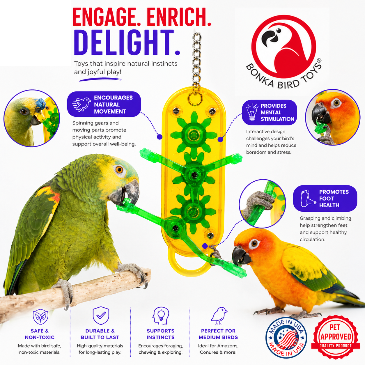 0044 Small Gearhead - Bonka Bird Toys