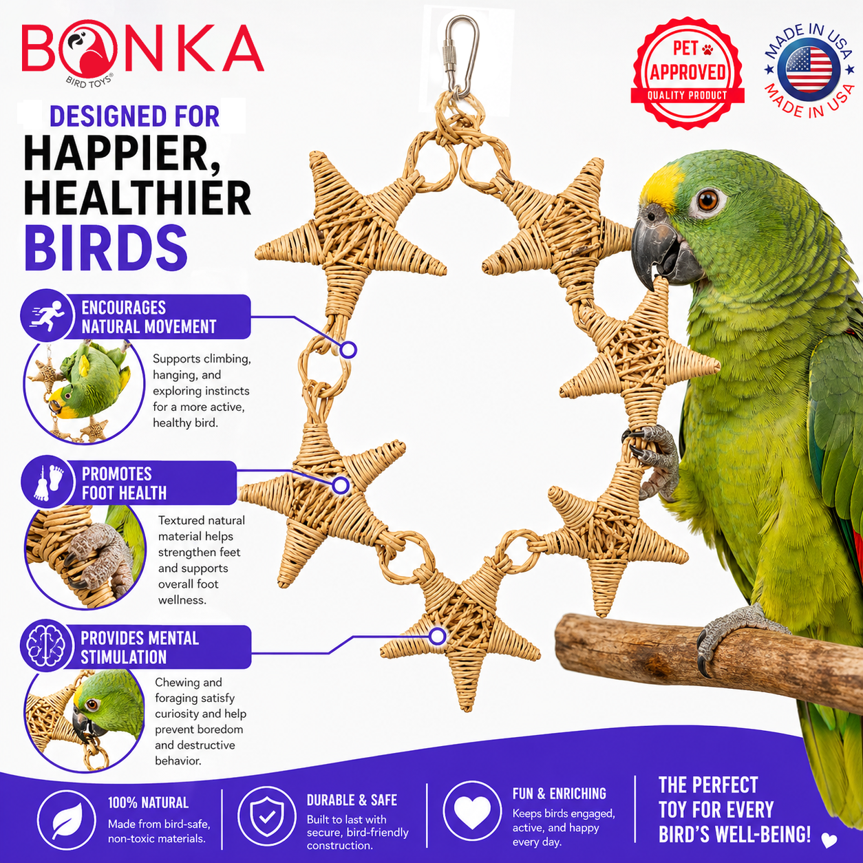 3374 Natural Vine Star Chain - Bonka Bird Toys