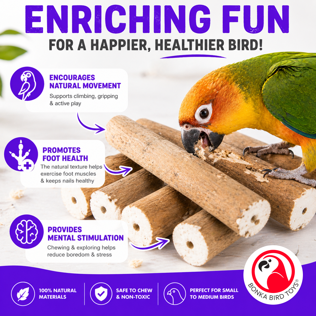 1211 Pk6 Natural Bark Sola Sticks - Bonka Bird Toys