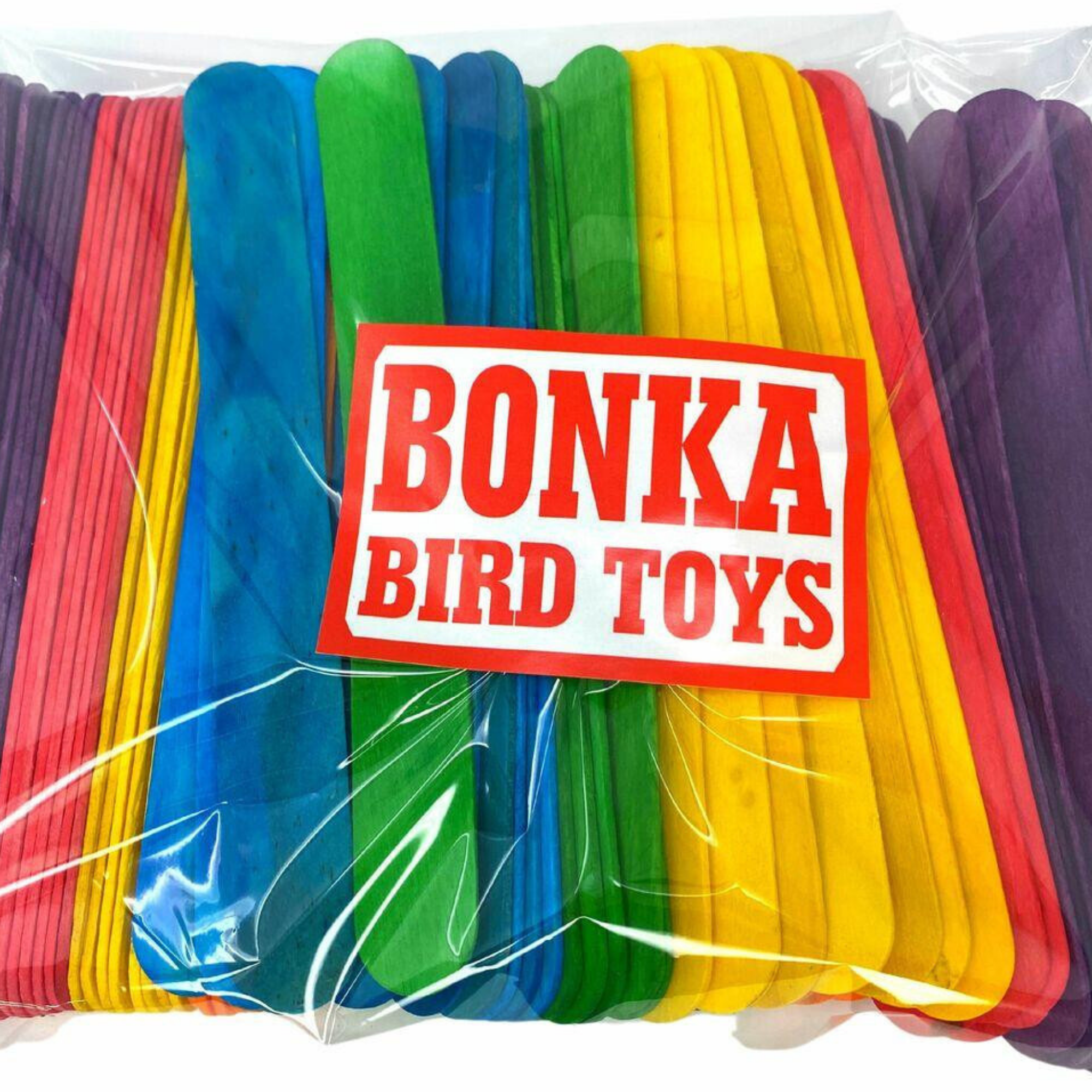 Pk100 Big Colored Wooden Chewy Sticks - Bonka Bird Toys