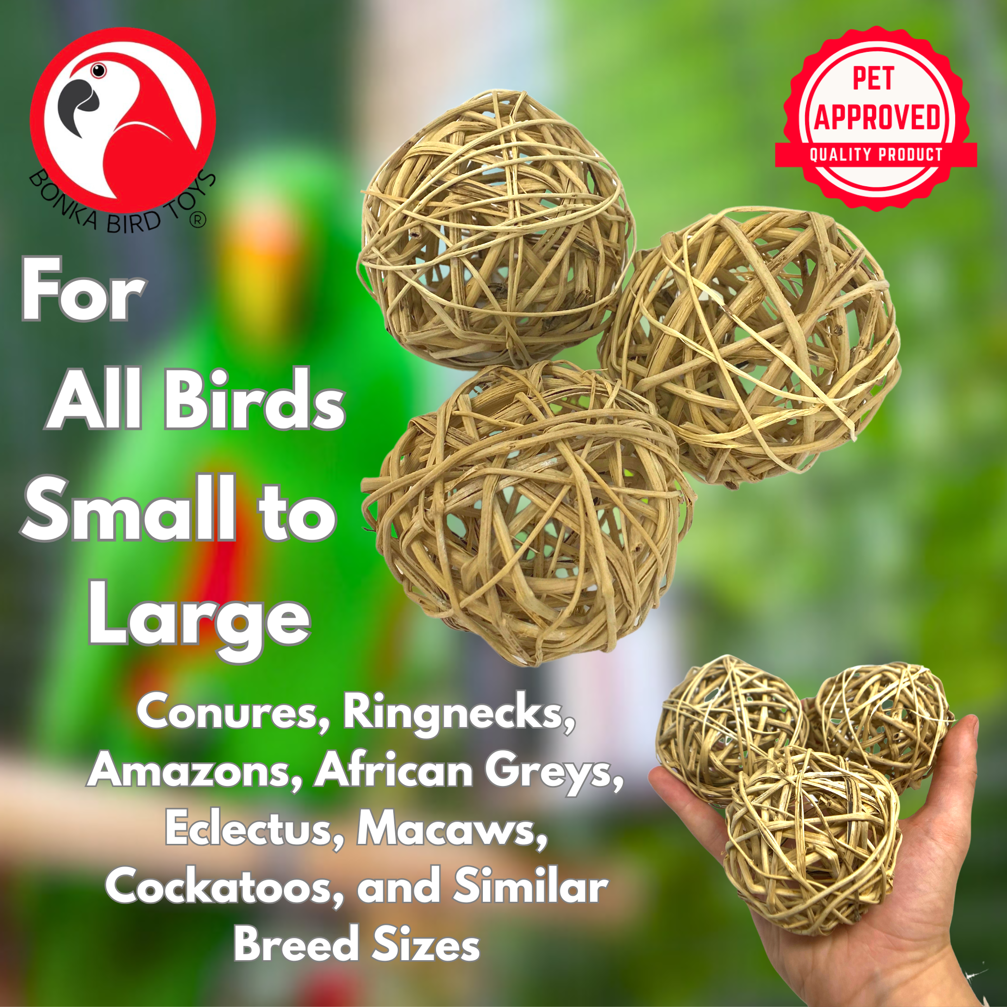 3353 Pk3 Huge Natural Vine Balls - Bonka Bird Toys