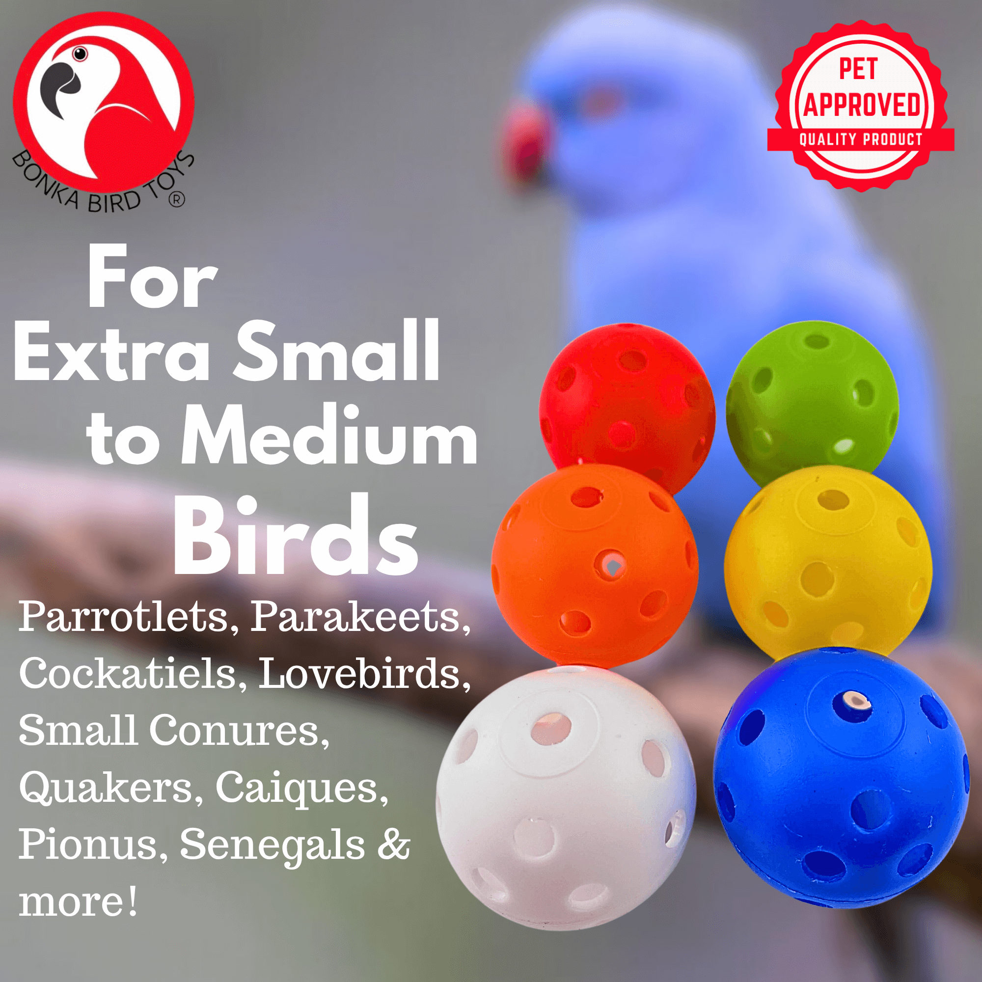 2831 Pk6 Small 1.5" Colored Plastic Balls - Bonka Bird Toys