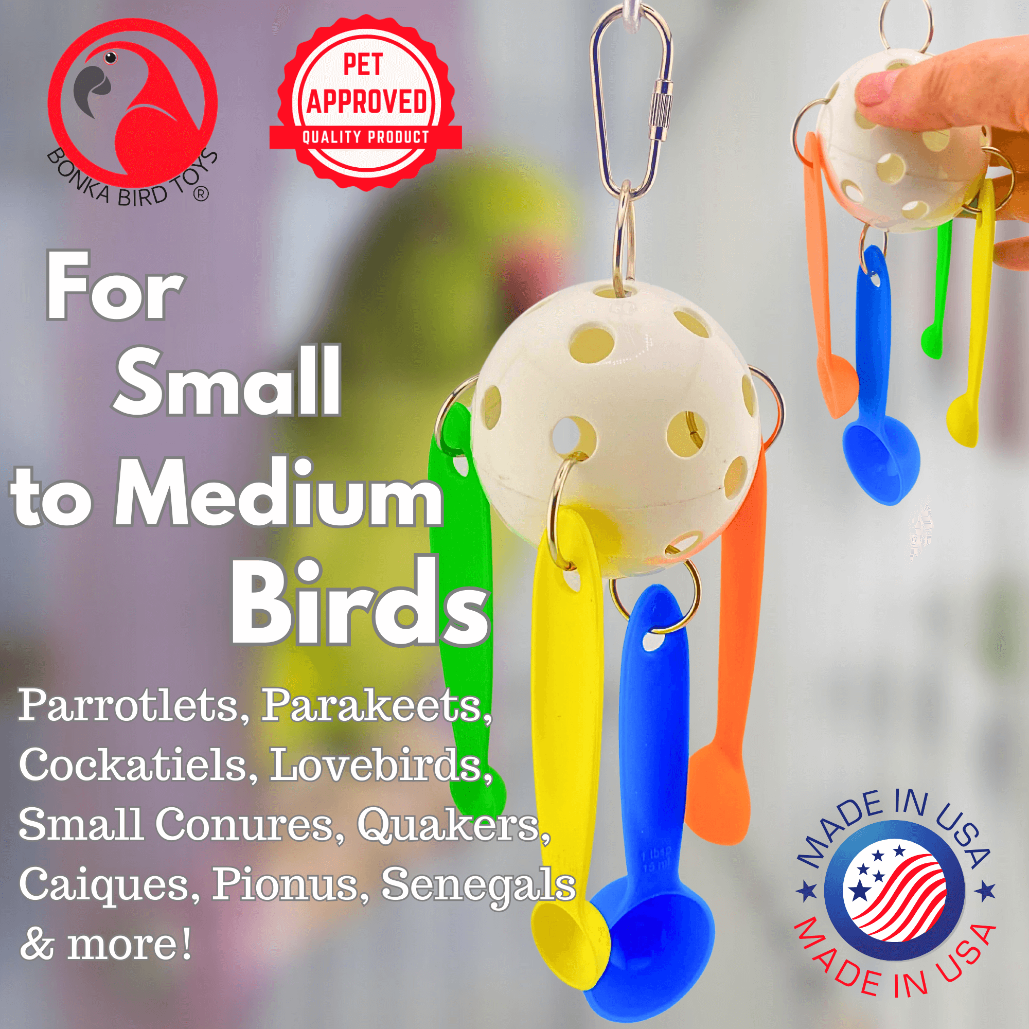 1378 Spoon Rattle Pop - Bonka Bird Toys