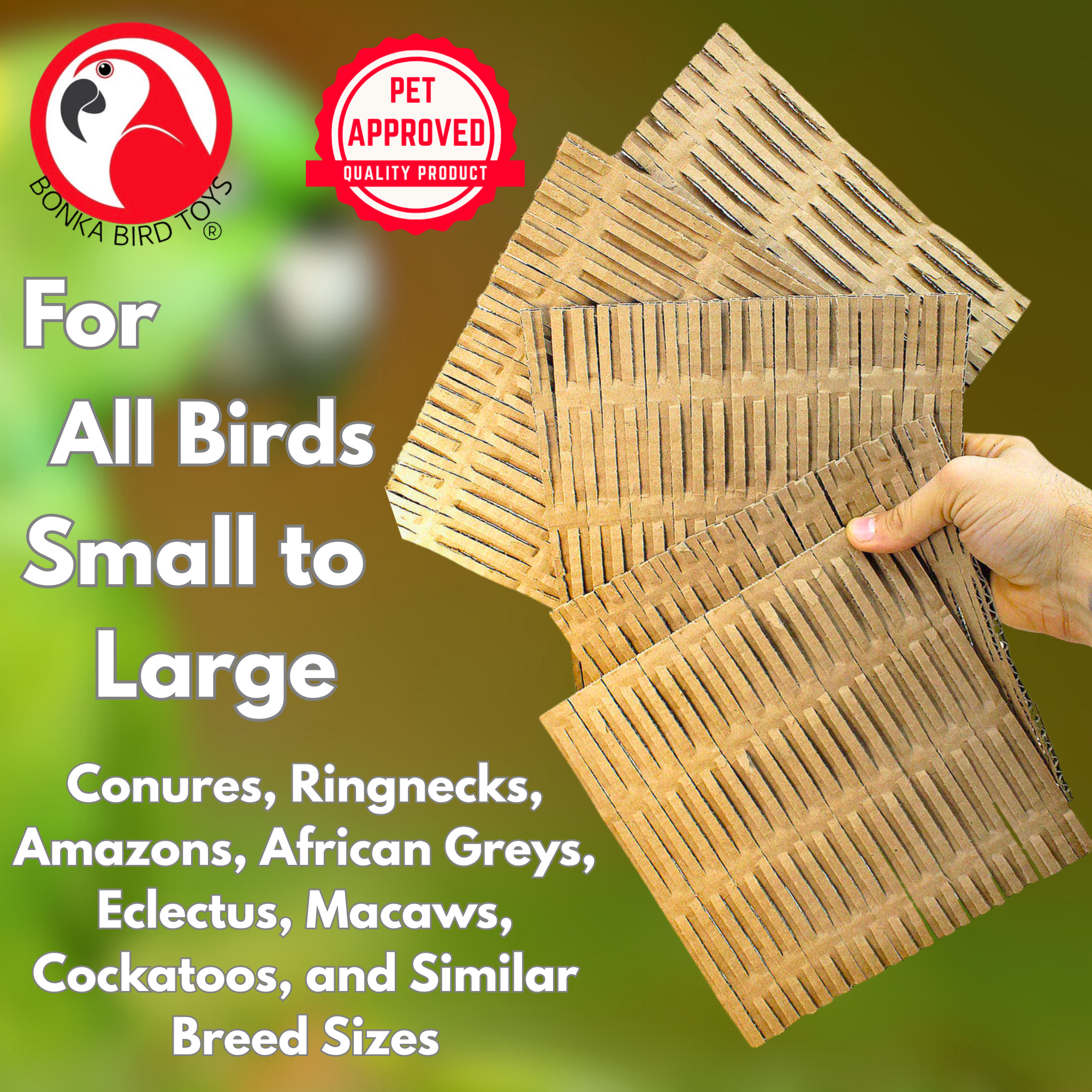 3455 Pk5 8X8 Inch Cardboard Shred Mat - Bonka Bird Toys