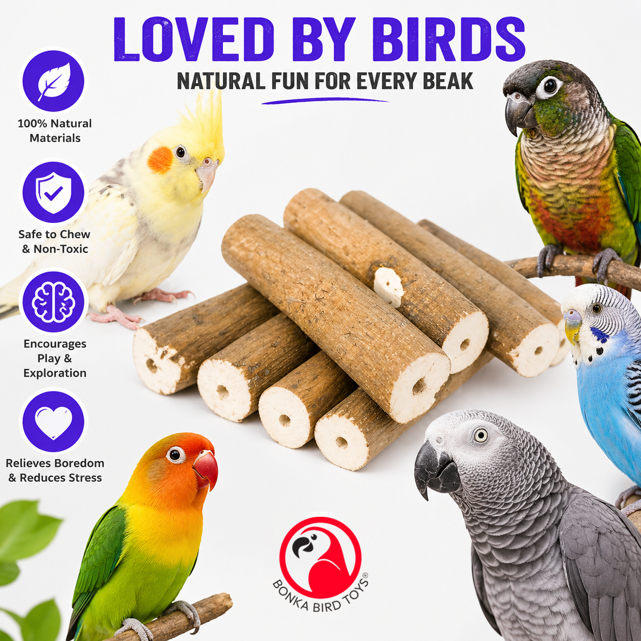 1211 Pk6 Natural Bark Sola Sticks - Bonka Bird Toys