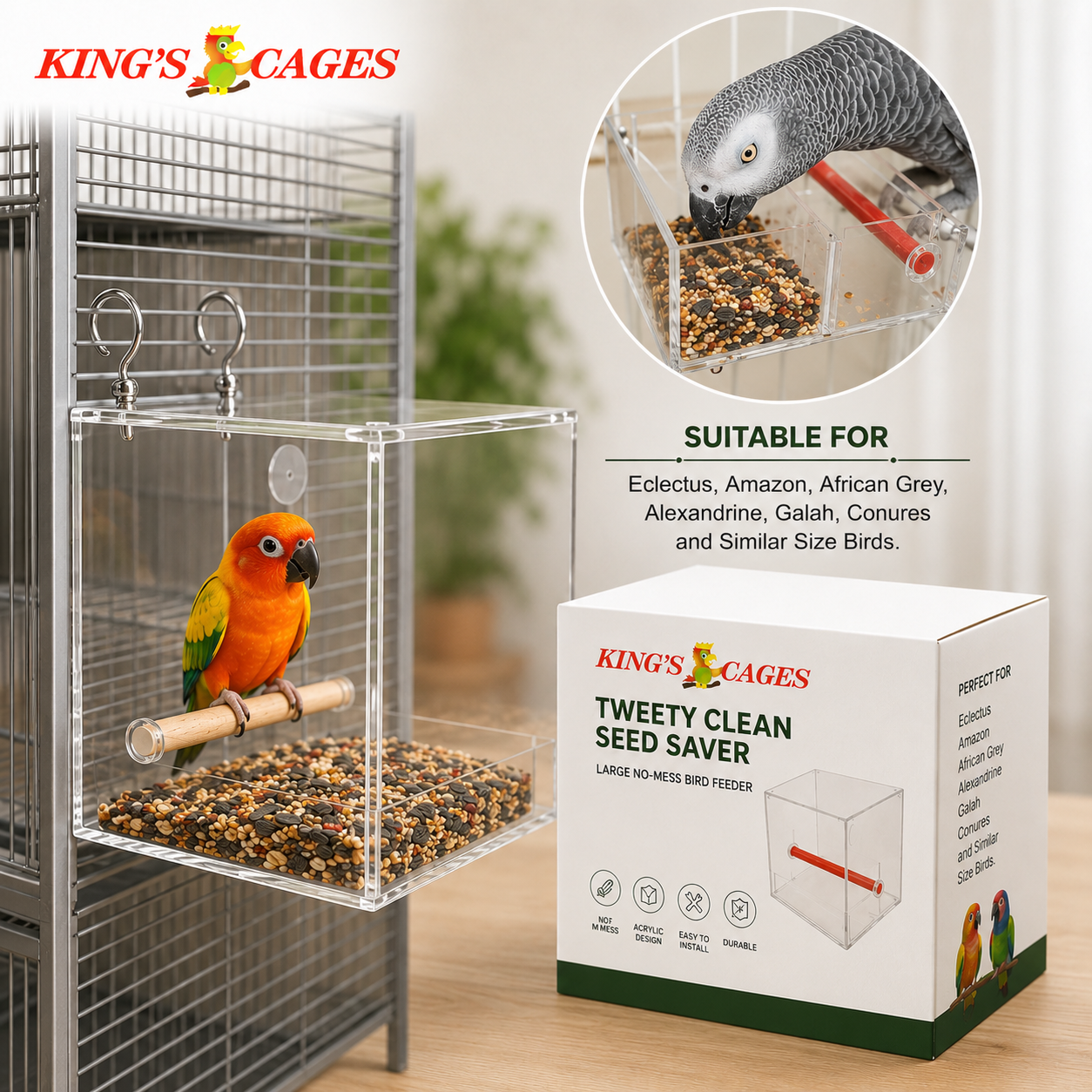 Large Tweeky Clean Bird Seed Feeder On Sale! - Bonka Bird Toys