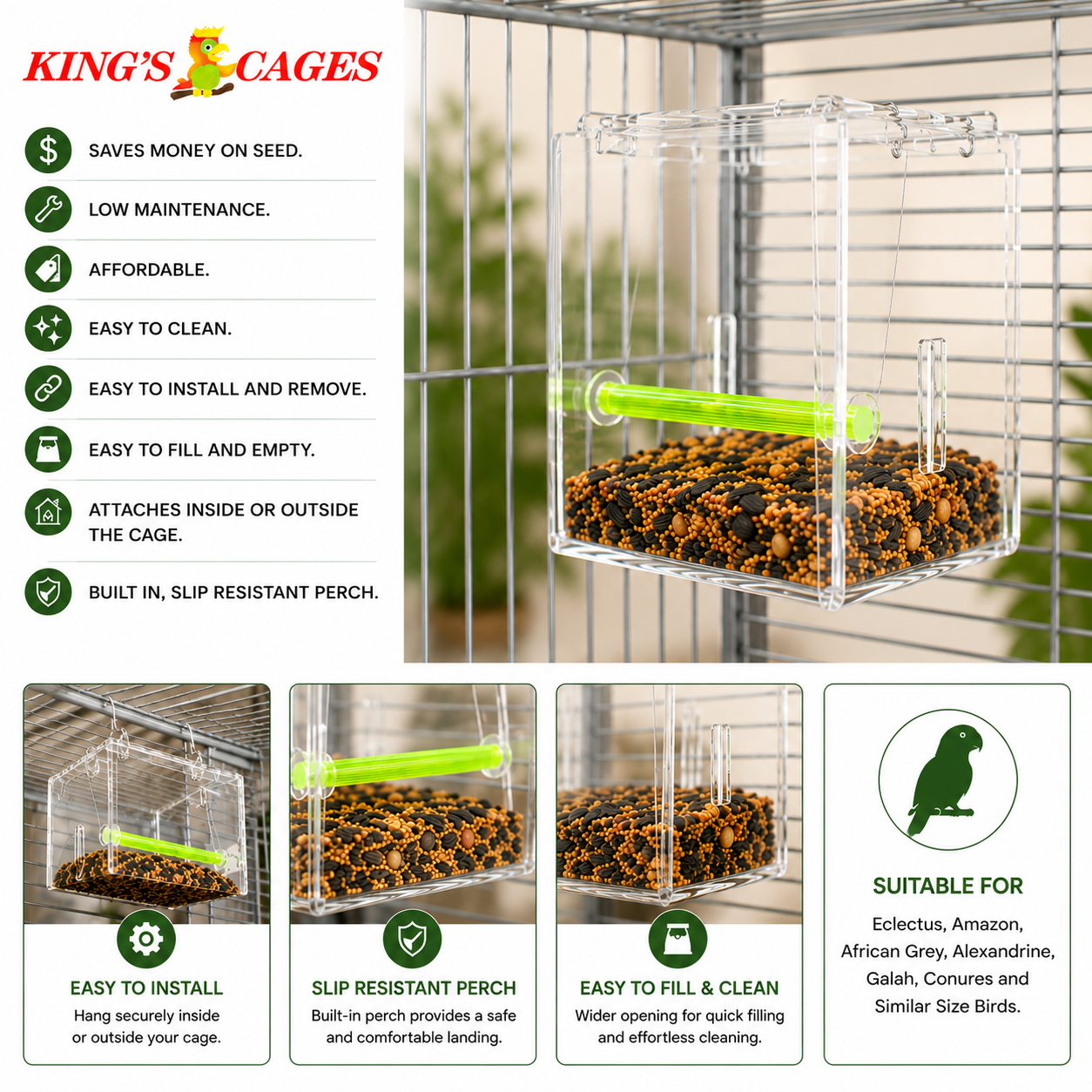 Large Tweeky Clean Bird Seed Feeder On Sale! - Bonka Bird Toys