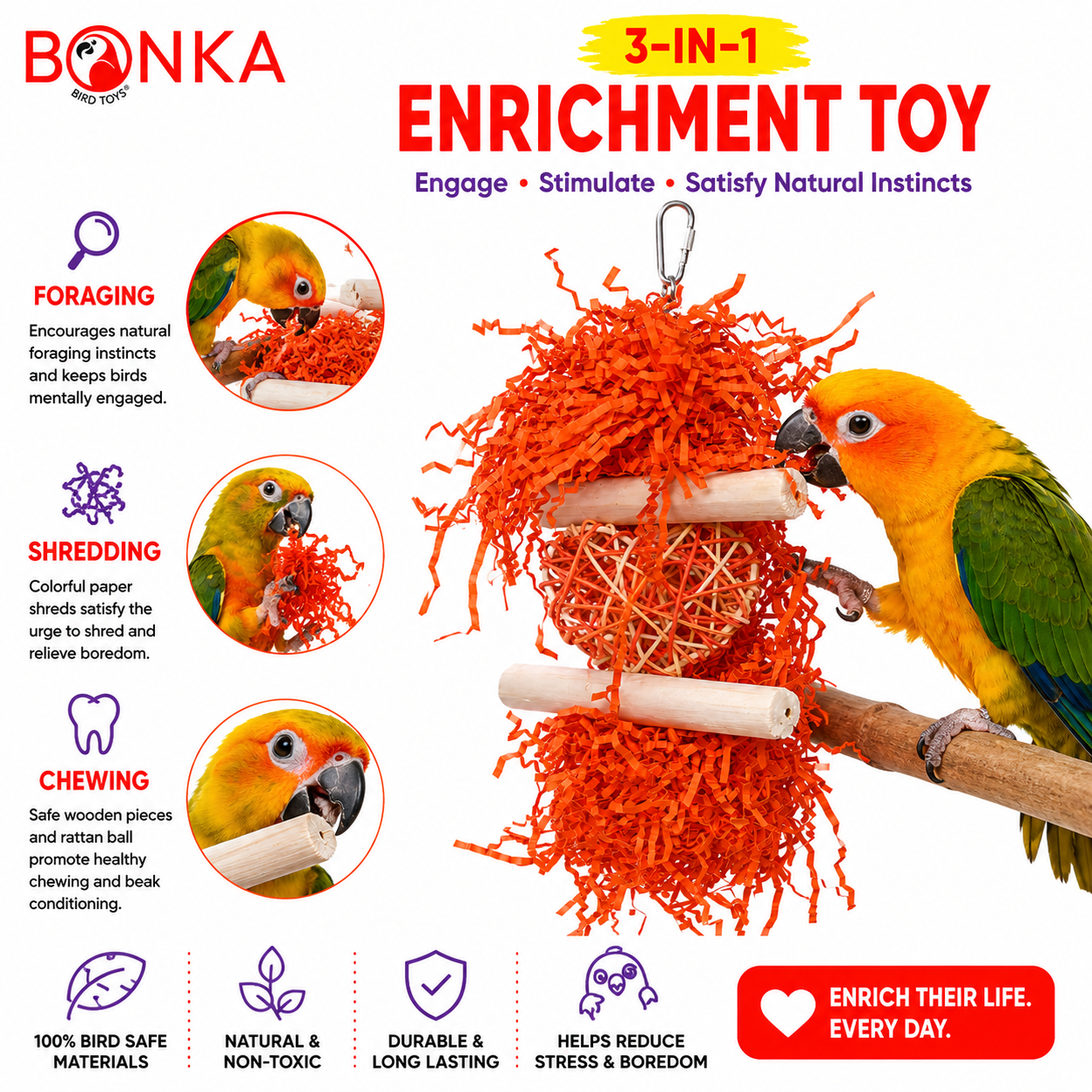 3885 Sola Heart Log - Bonka Bird Toys