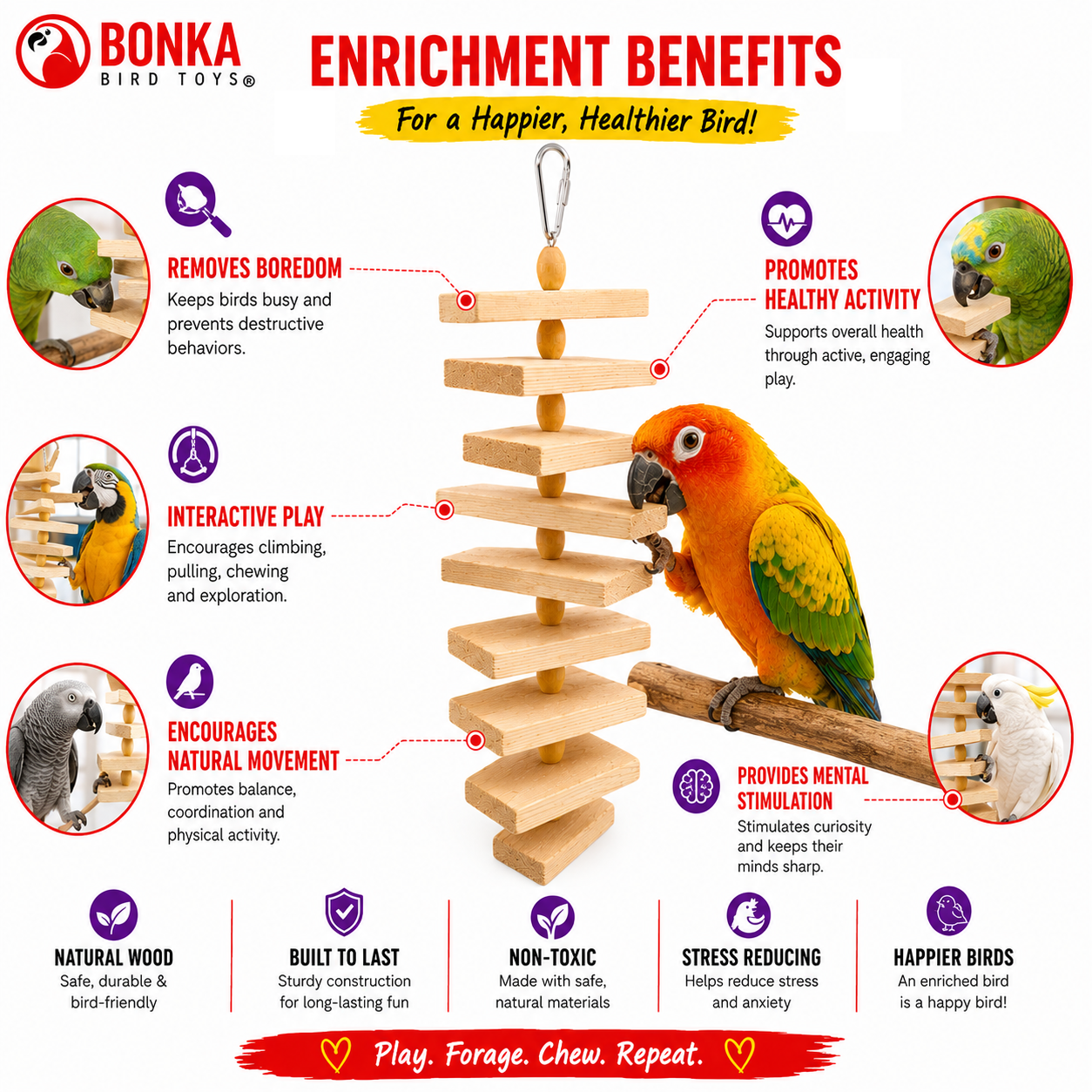 1317 Large Natural Slat Chewer - Bonka Bird Toys
