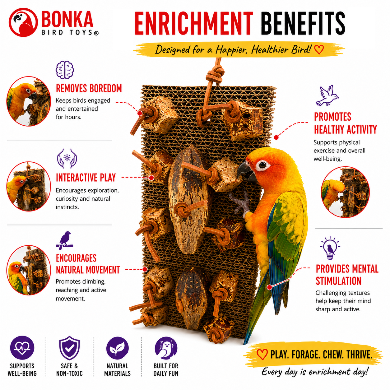1423 Mahogany Munch Board - Bonka Bird Toys