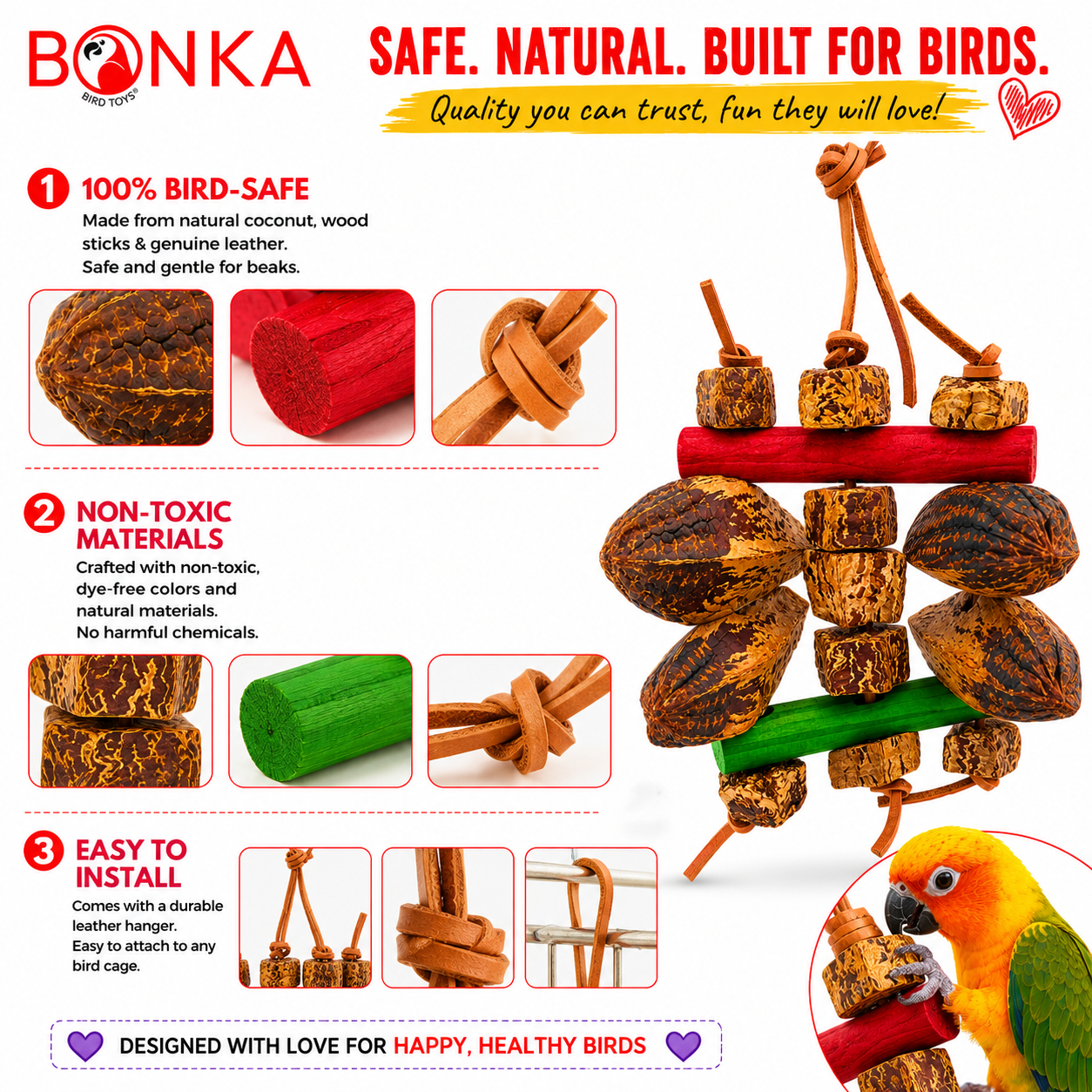 2755 Mahogany Chomp - Bonka Bird Toys