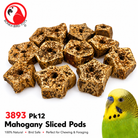 3893 Pk12 Natural Mahogany Sliced Pods - Bonka Bird Toys