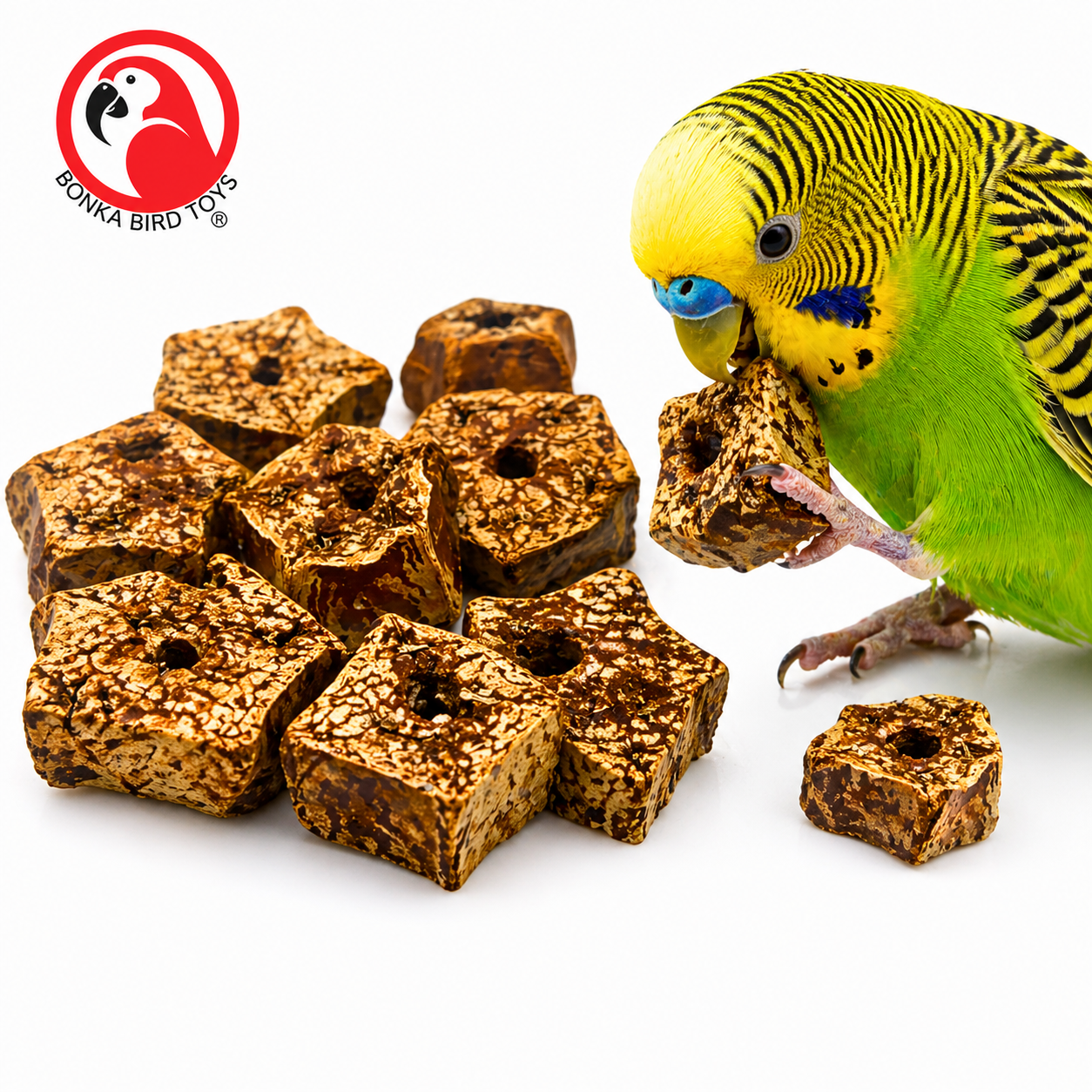 3893 Pk12 Natural Mahogany Sliced Pods - Bonka Bird Toys