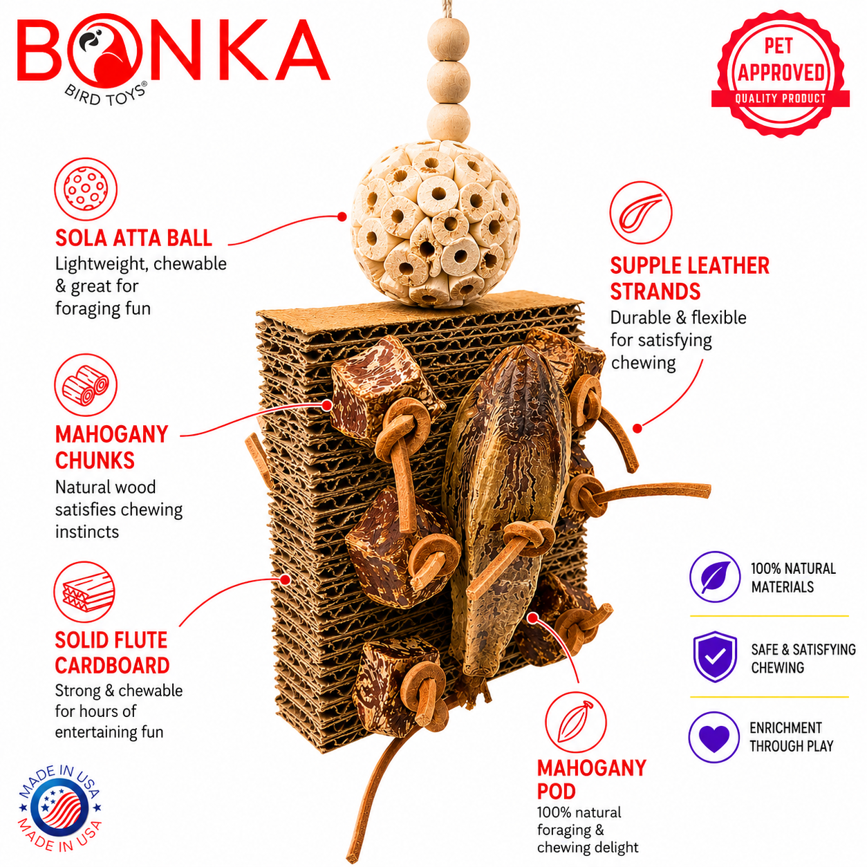1427 Mahogany Forage Block - Bonka Bird Toys