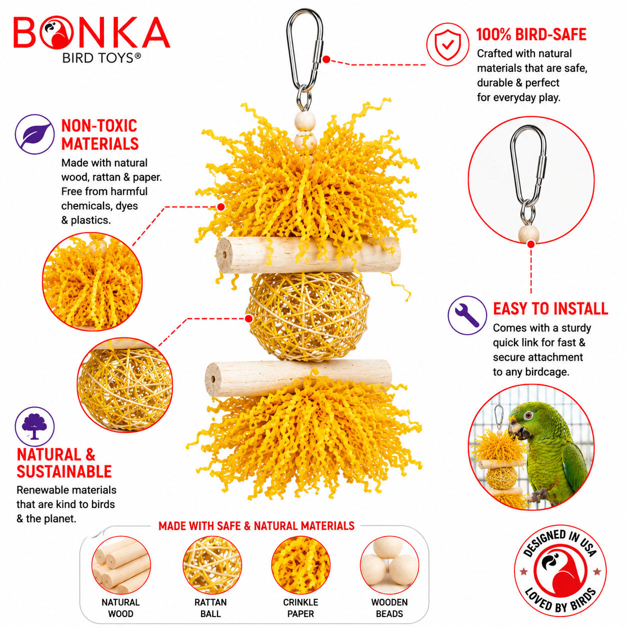3885 Sola Heart Log - Bonka Bird Toys