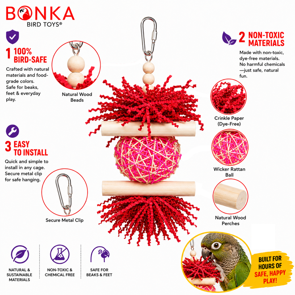 3885 Sola Heart Log - Bonka Bird Toys