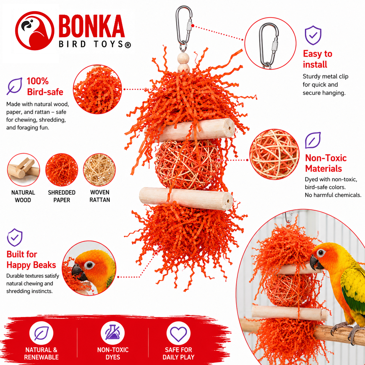 3885 Sola Heart Log - Bonka Bird Toys